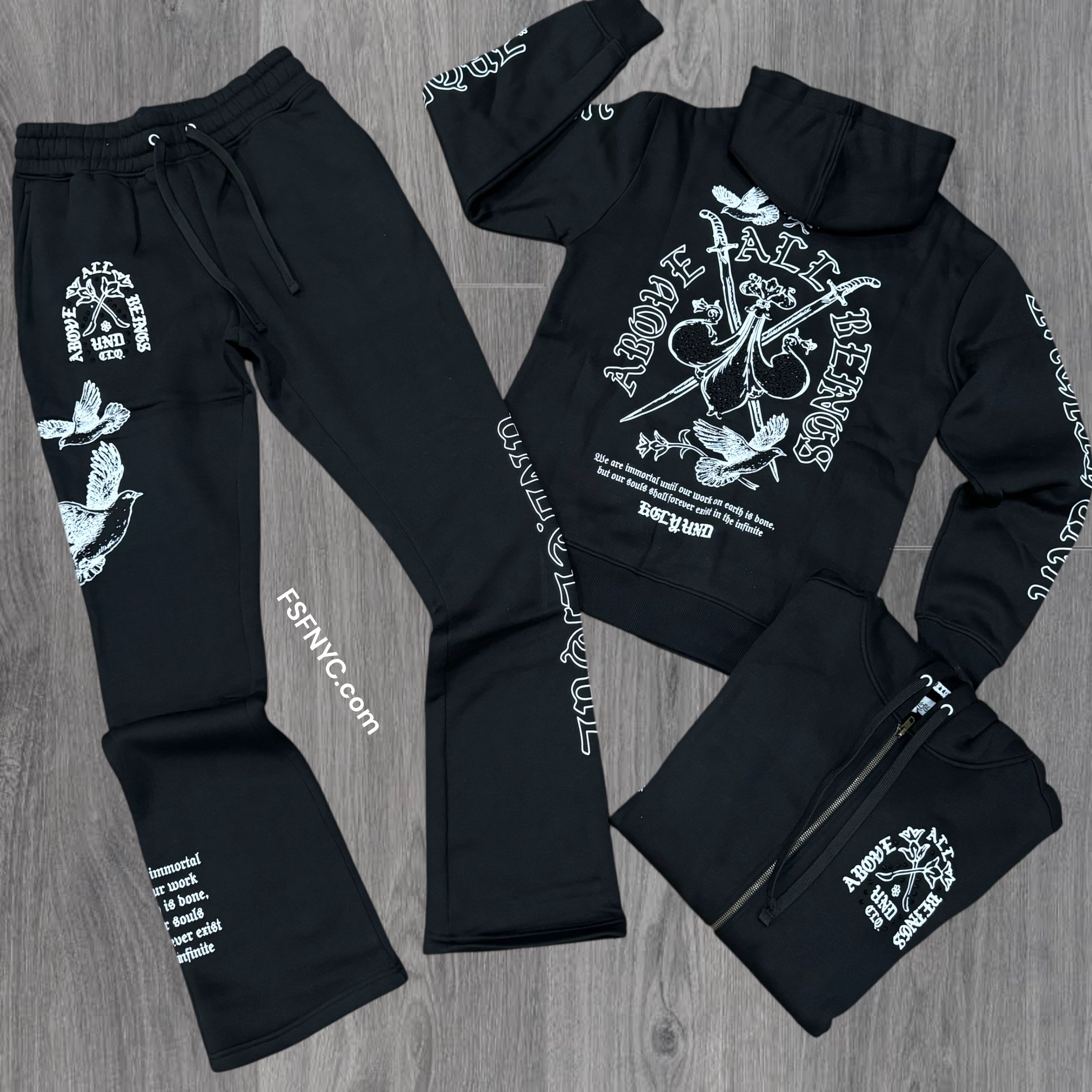 UNDRTD - Stacked Above All Zip hood Sweat Suit - Black - 5604 5204