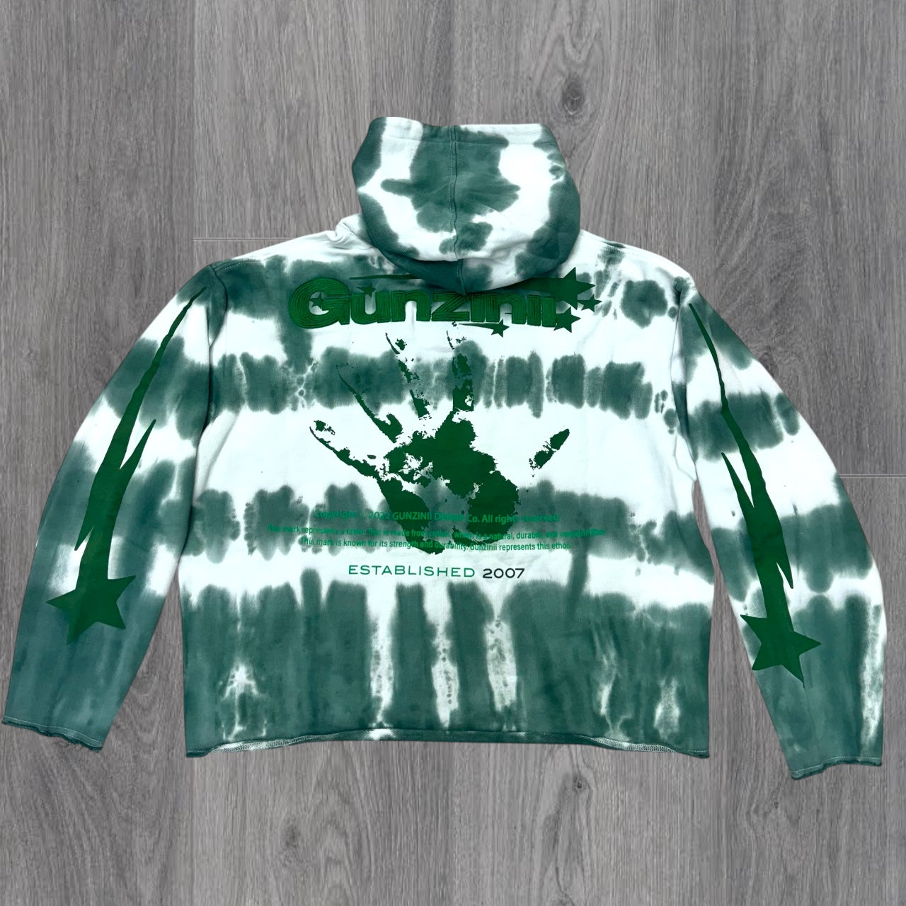 Gunzinii - Tye Dye Cut off Hoodie - Green - GZ581