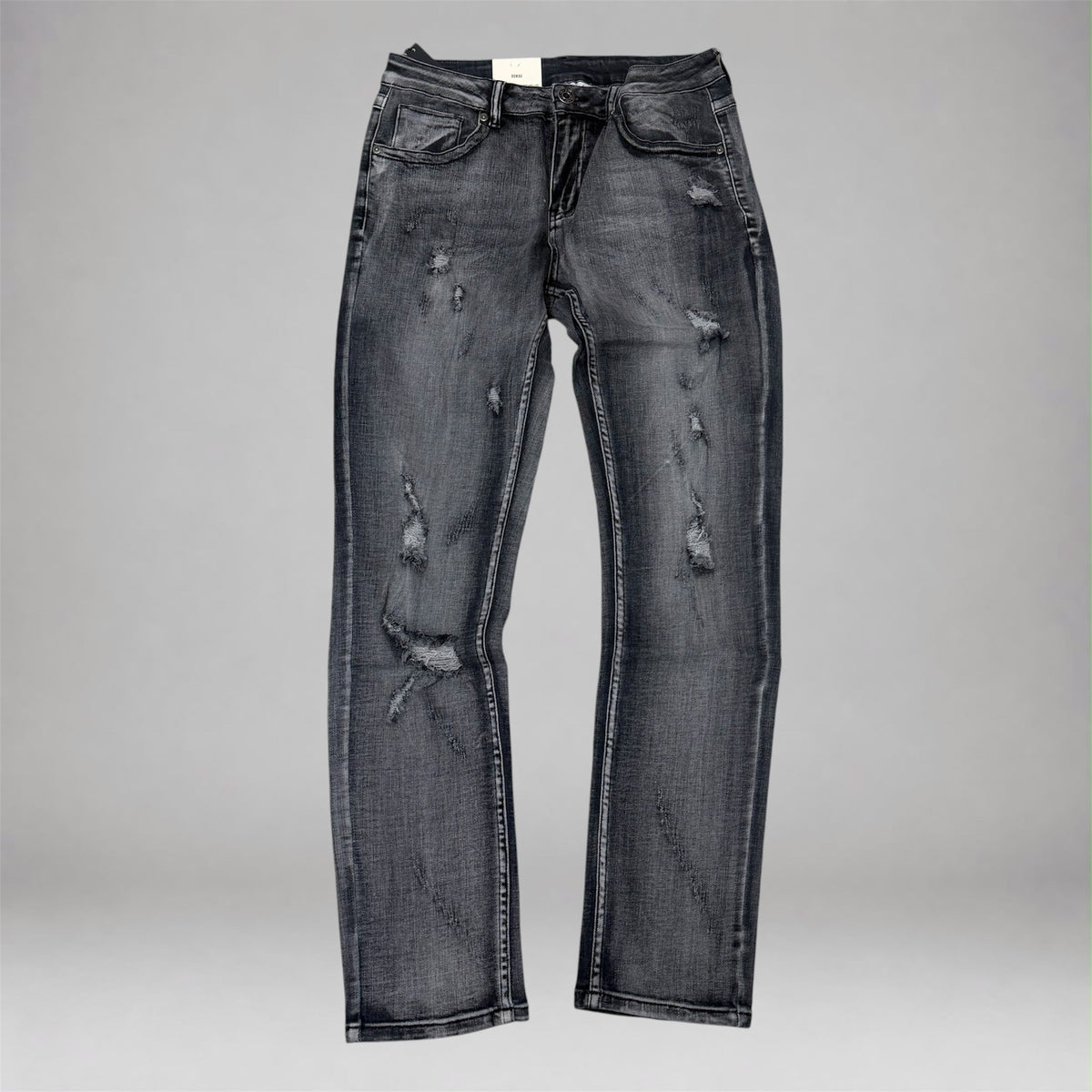 SBO - Ripped Skinny Fit Denim - Washed Black 5005