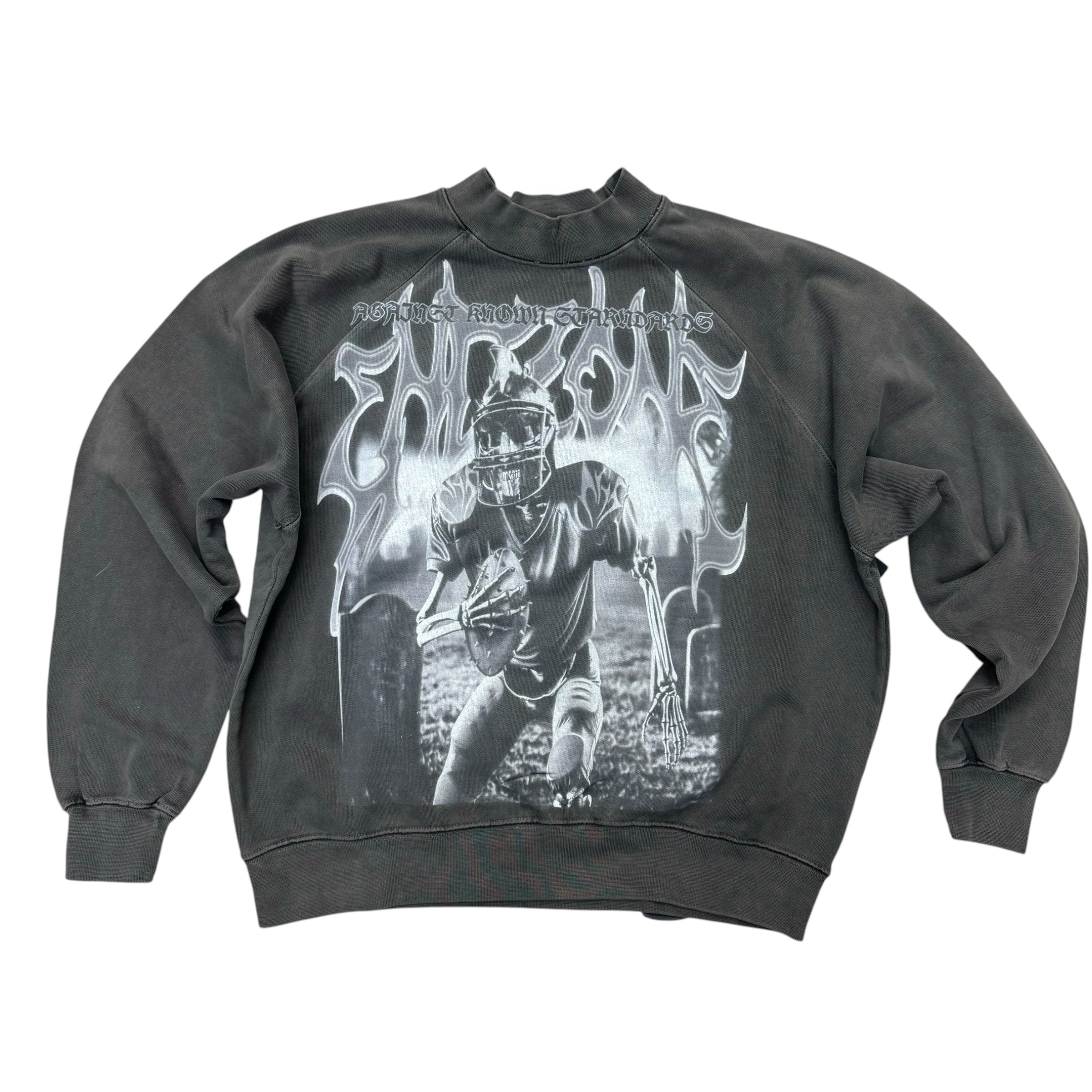 Aks  End Zone Crop Crew Sweatshirt Charcoal Black