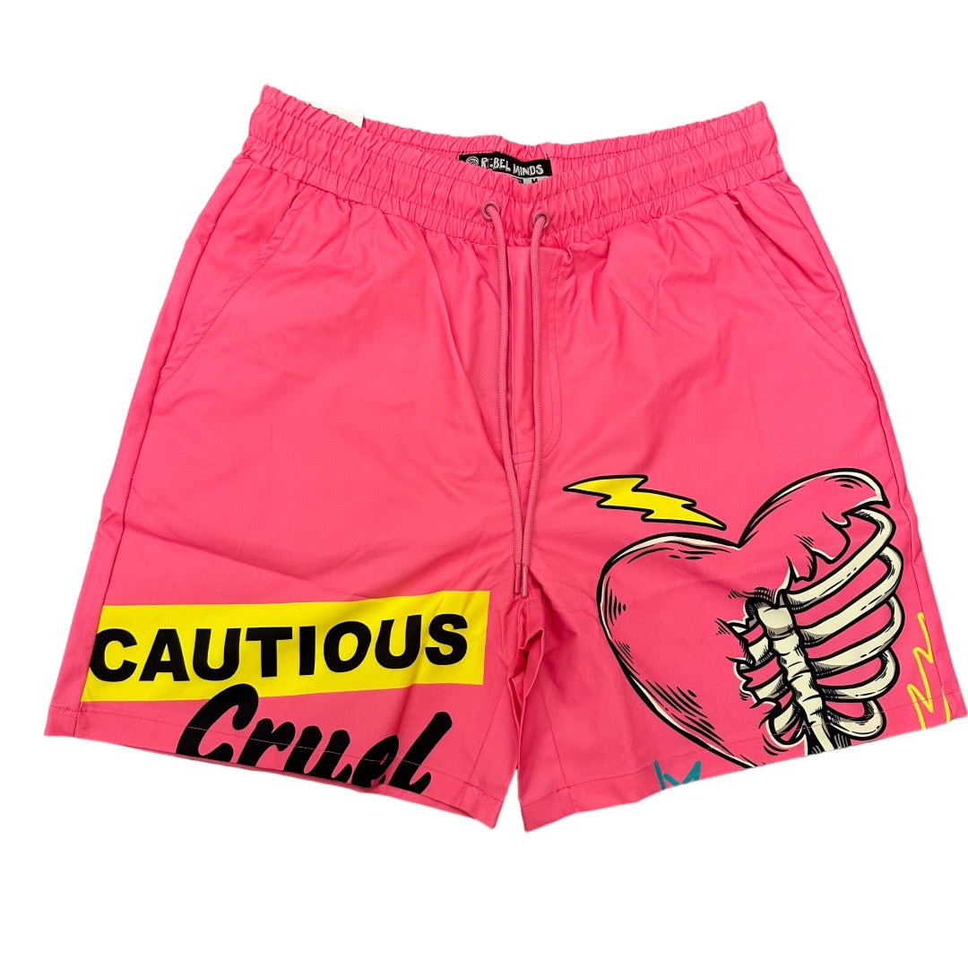 Rebel Cautious Nylon Shorts Hot Pink 982