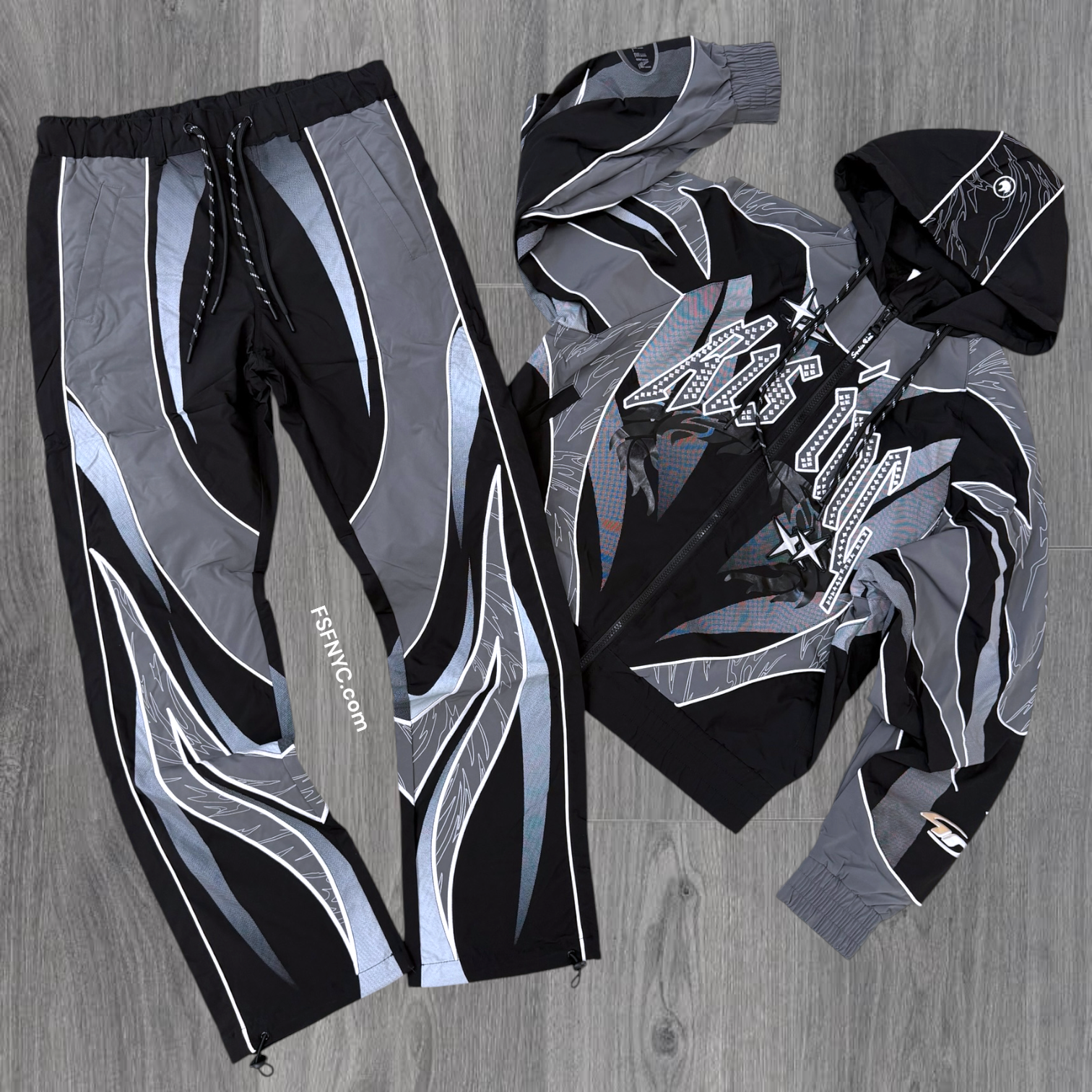 Rise - SET - Windbreaker color block - Cast.Black - F586