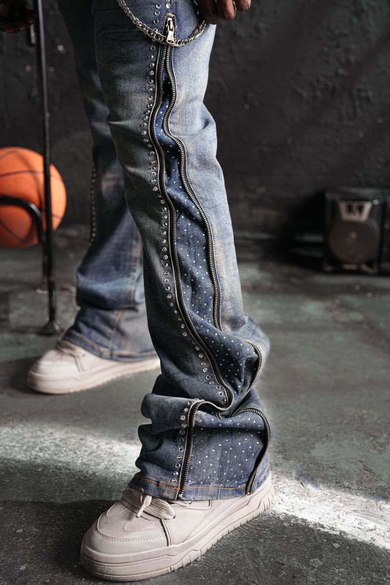 ELITE - Stacked Rhinestone Denim - VINTG BLU - 19453