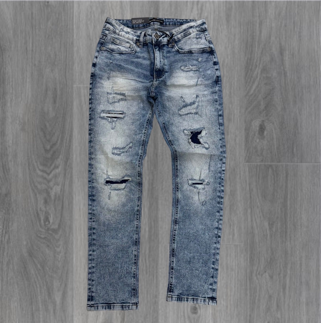 Threads - Slim Fit Distress Denim - Stone Blue - 50132 zi