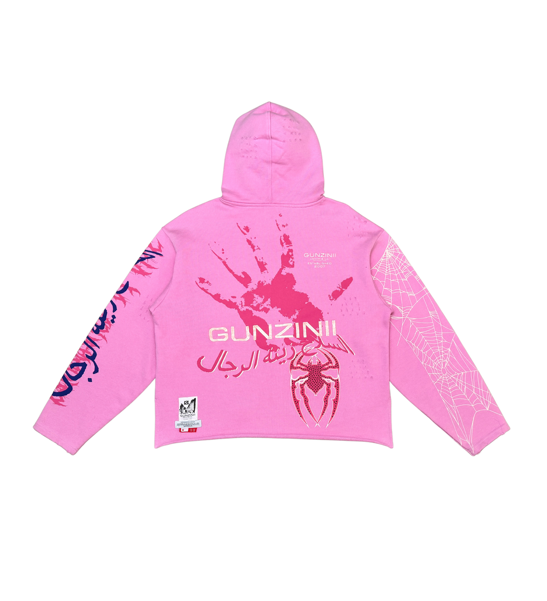 Gunzinii - Rhinestone Spider Hoodie - PINK - GZ586