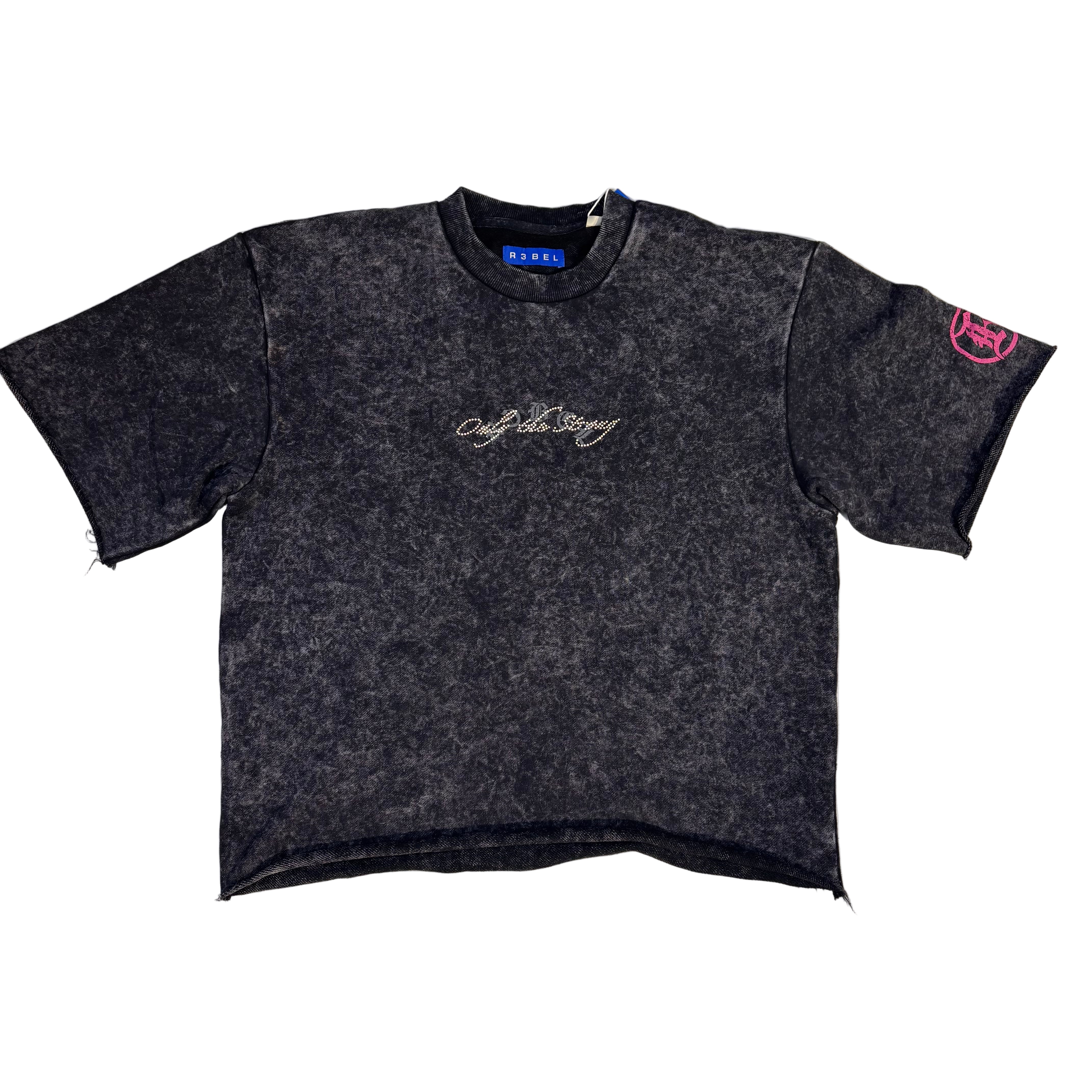 R3 - Rhinestone Only Strong TShirt - Black - 143