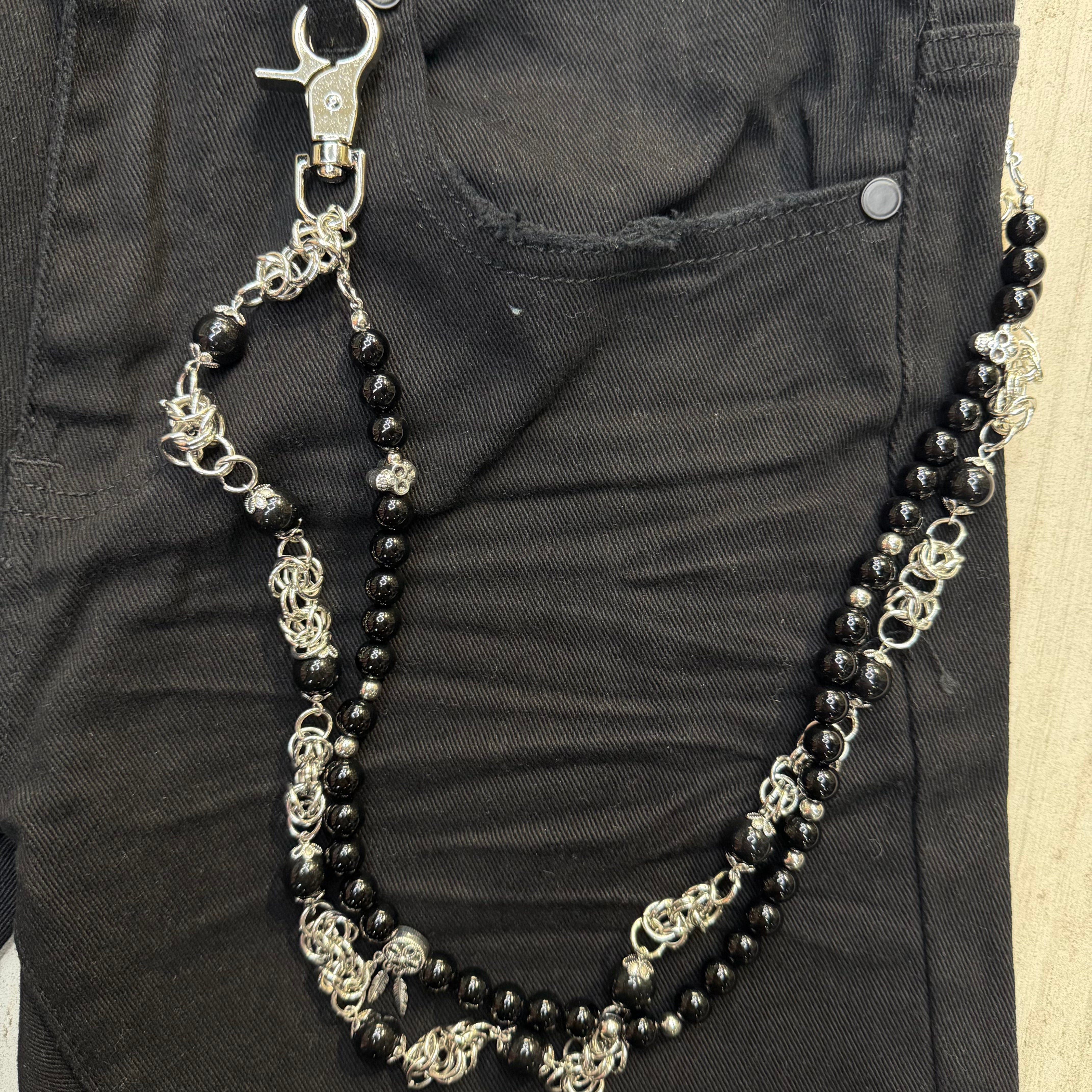 Wallet Chain - Black Pearls