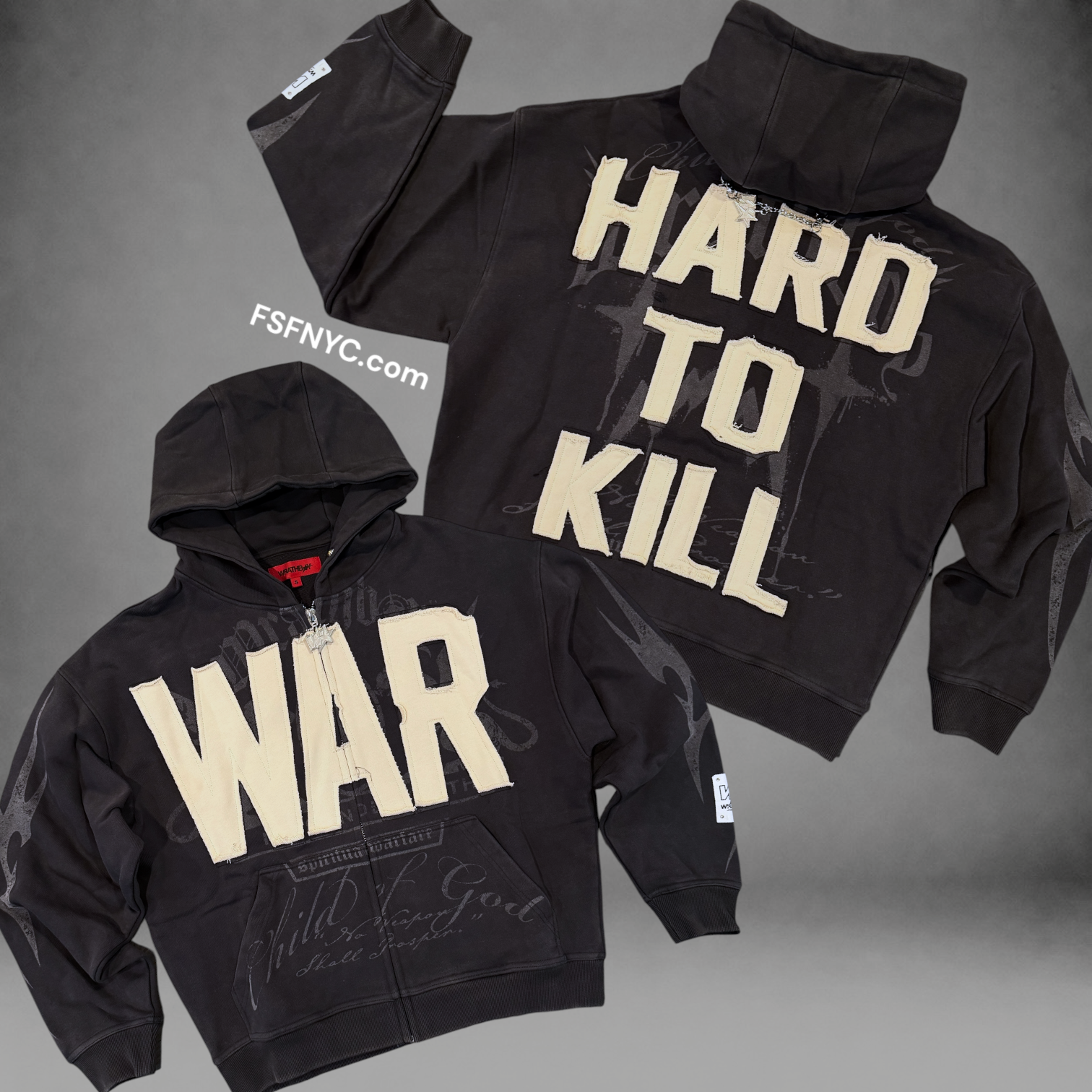 WrathBoy - Hard To Kill Zip Hoodie - Black - 618