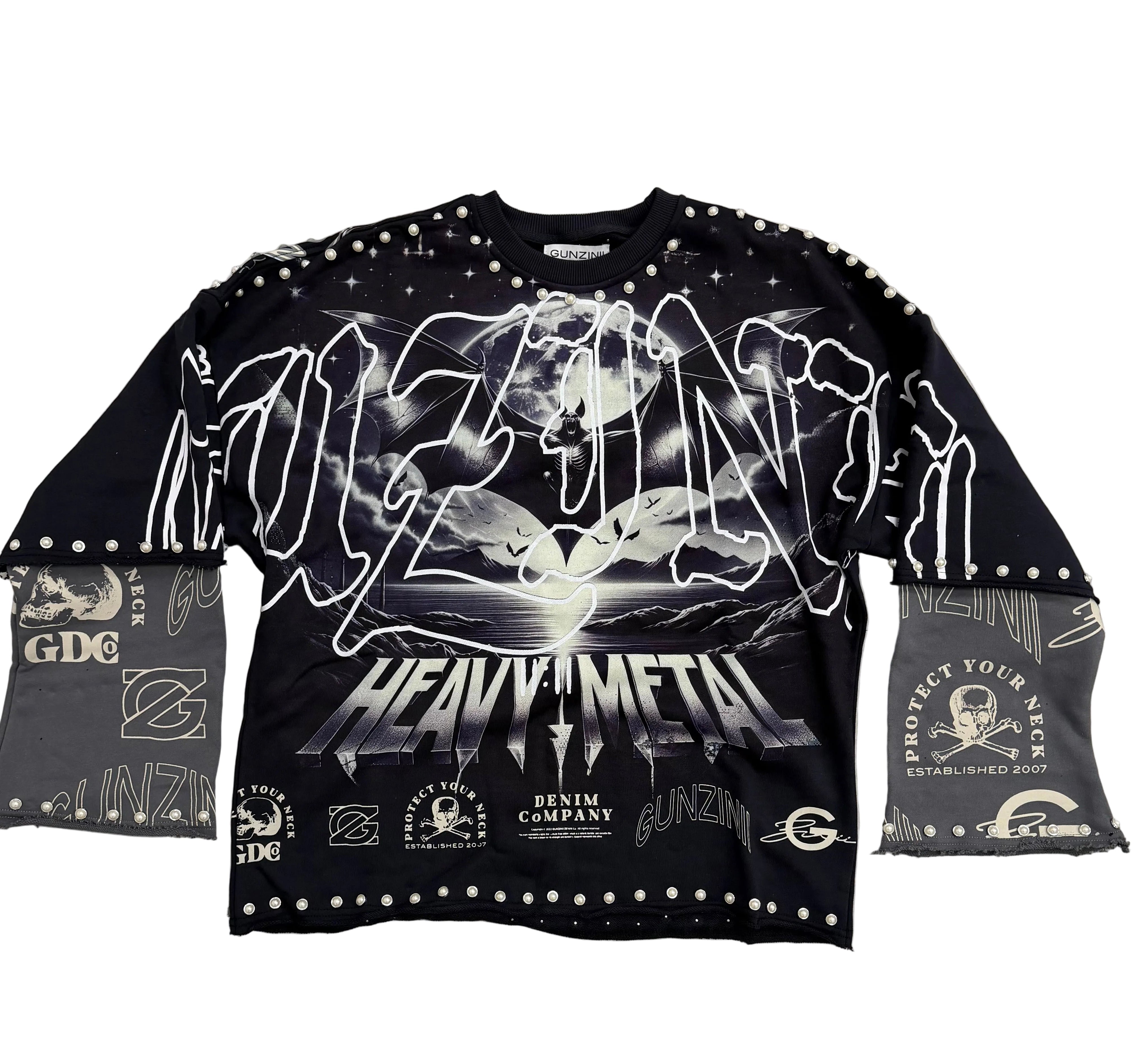 Gunzini - HEAVY METAL Crop L/S Tee - Black  - Gz915