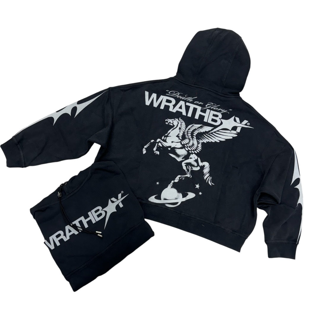 WrathBoy Oversize Crop Glory Hoodie Black 046