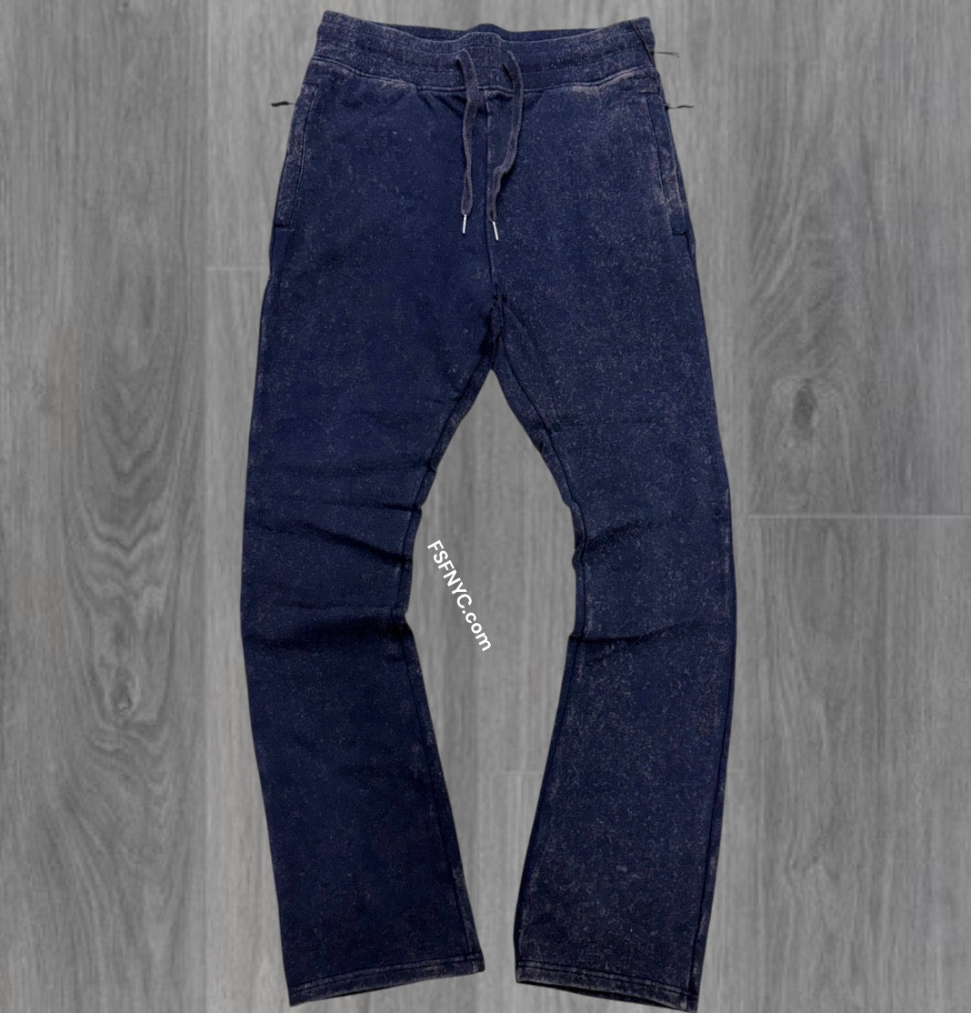 Narr - Mineral Wash Stacked Sweat Pants - Navy - 0713