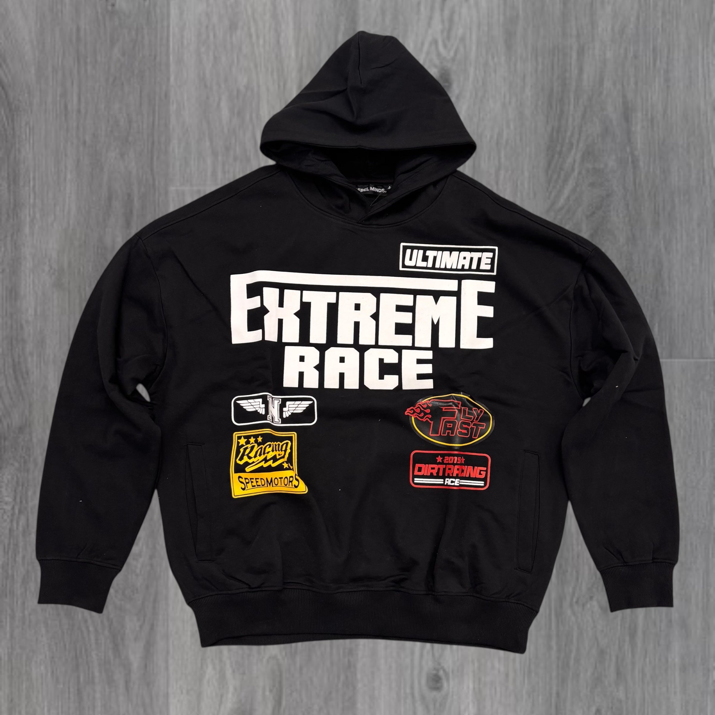 REBEL - XTREME RACE HOODIE - BLACK -  344