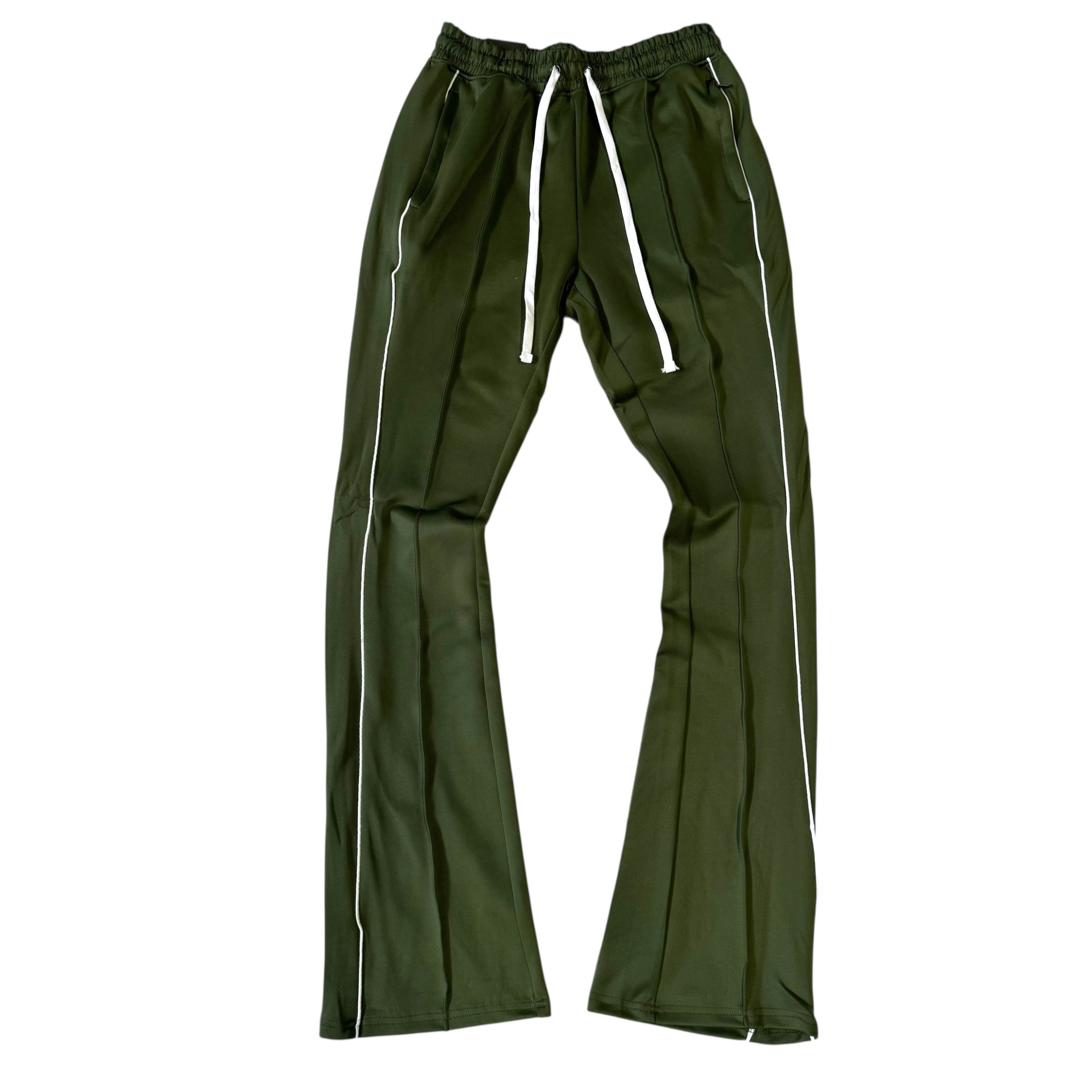 Rebel - Track Stacked Flare Pants - Olive - 470 570