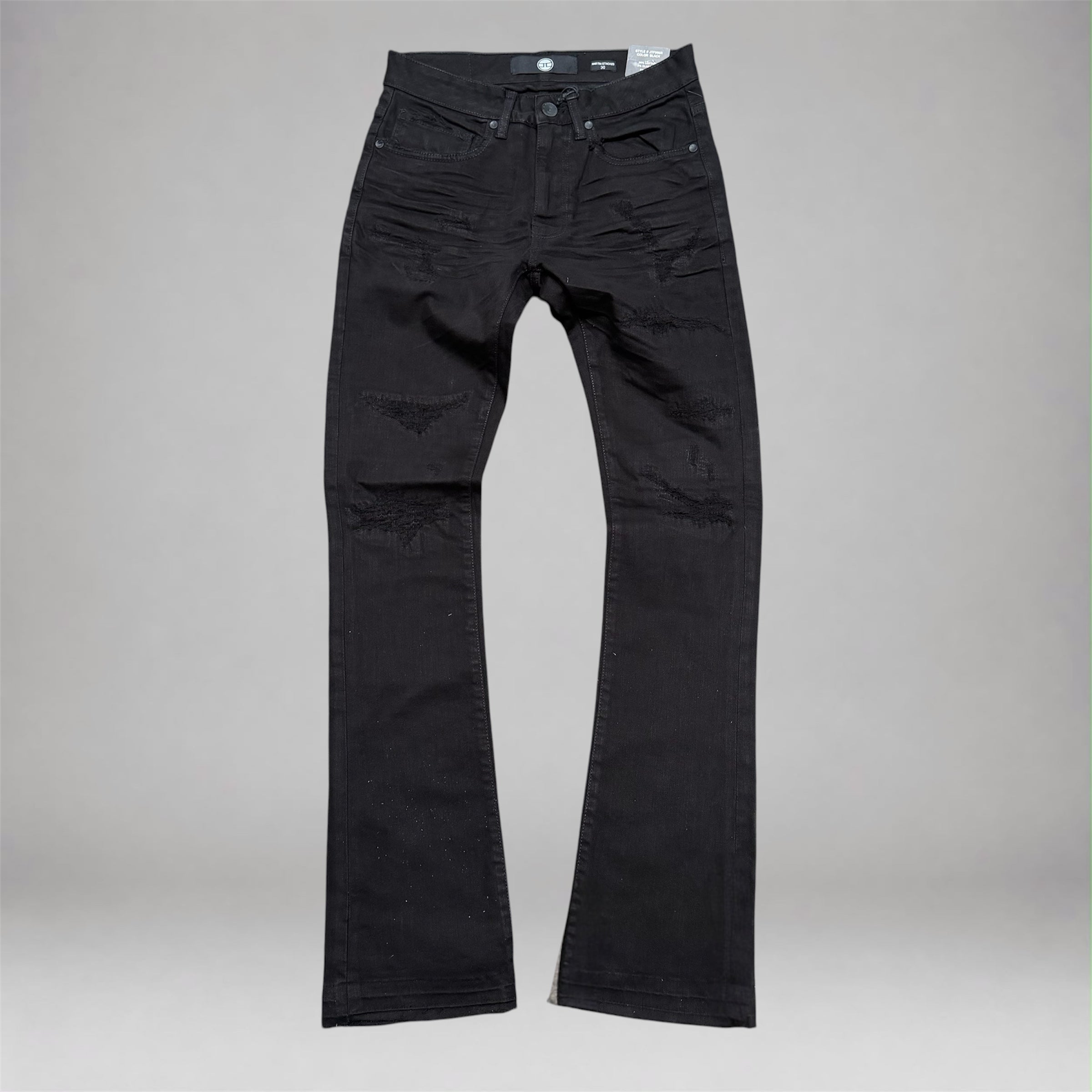JC - Ripped Denim STACKED Jeans - Jet Black JTF996