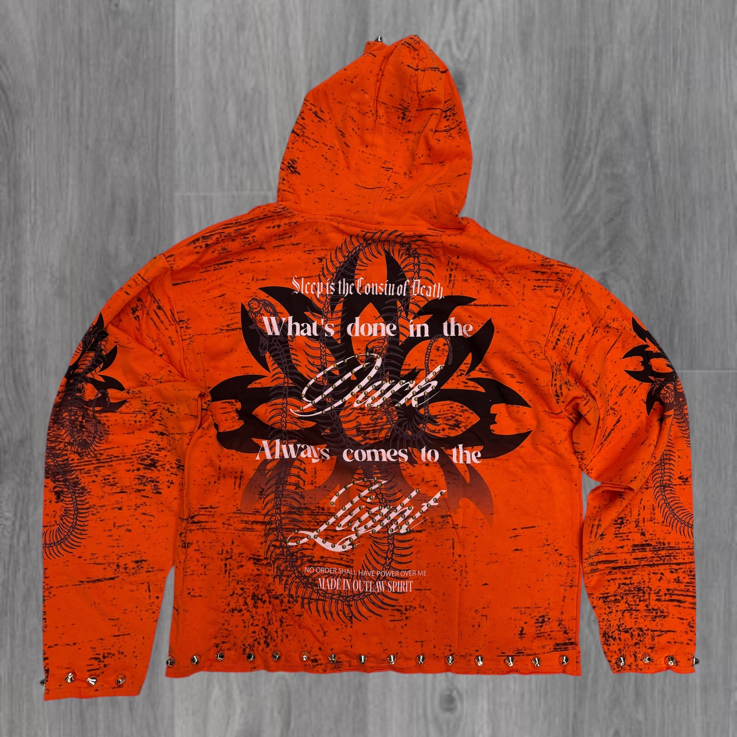 DISORDER - IN THE DARK Studs Zip Hoodie - ORNGE - 363