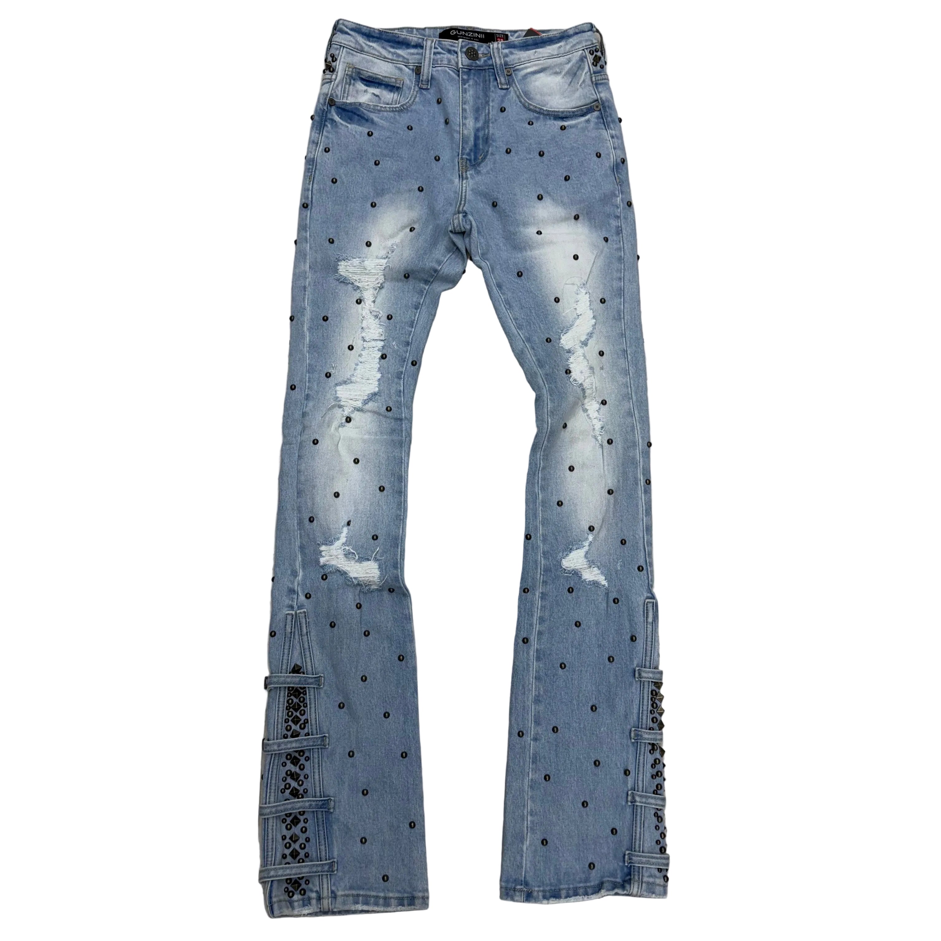 Gunzinii - Flare Fit Denim - LT BLUE- GZ781