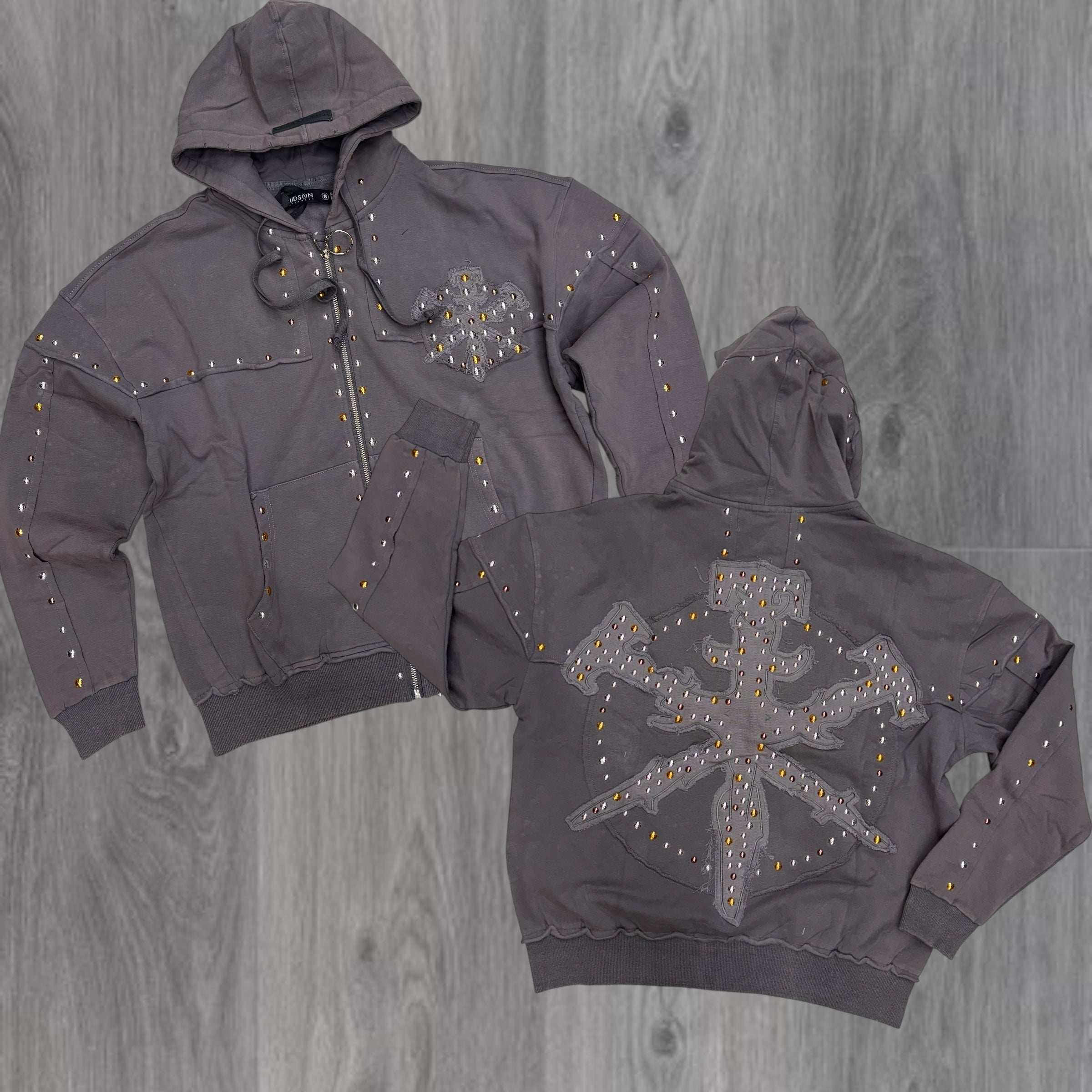 HDSN - Studs Zip Hoodie - DK Grey