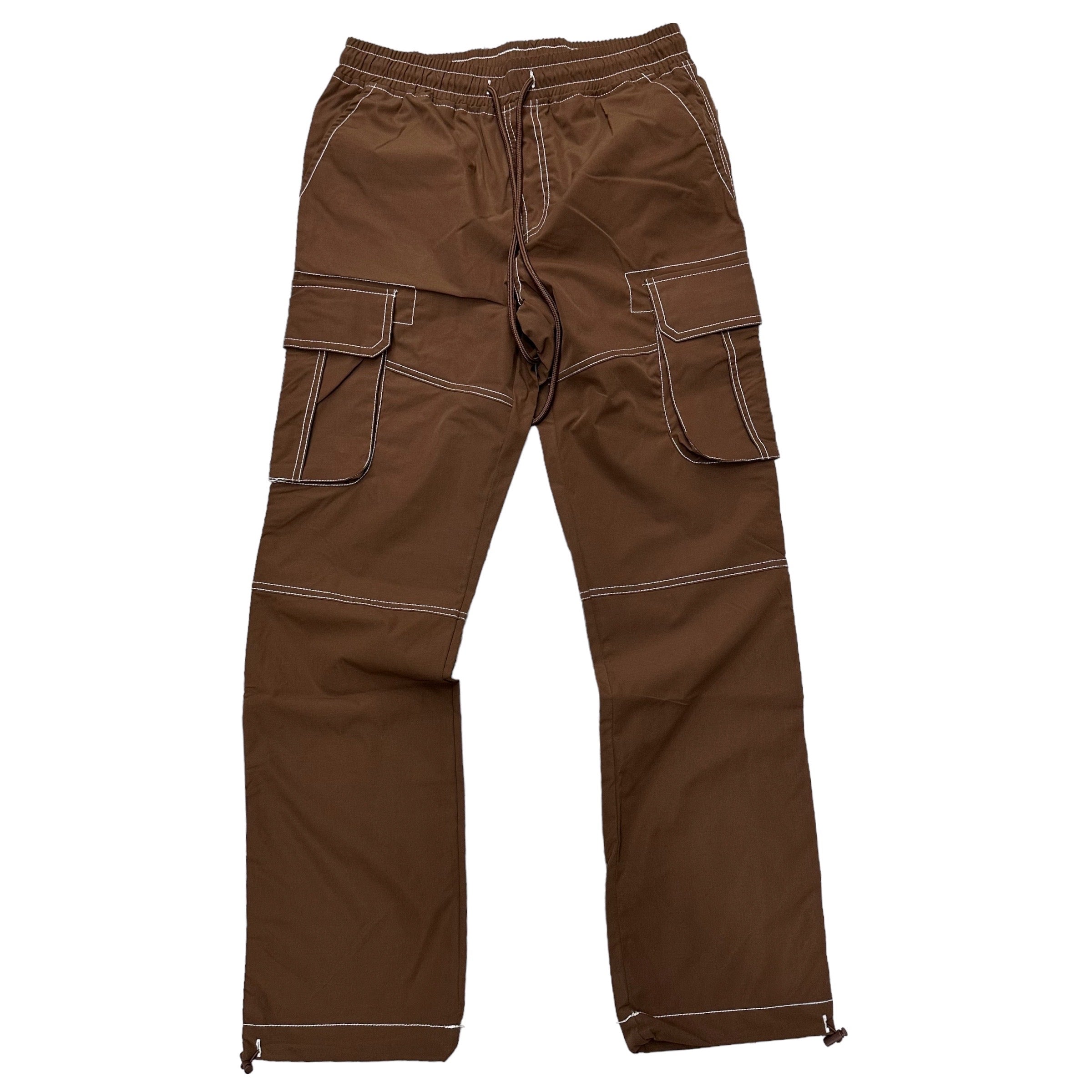 Rebel Nylon Contrast stitching Cargo Pants Brown  420