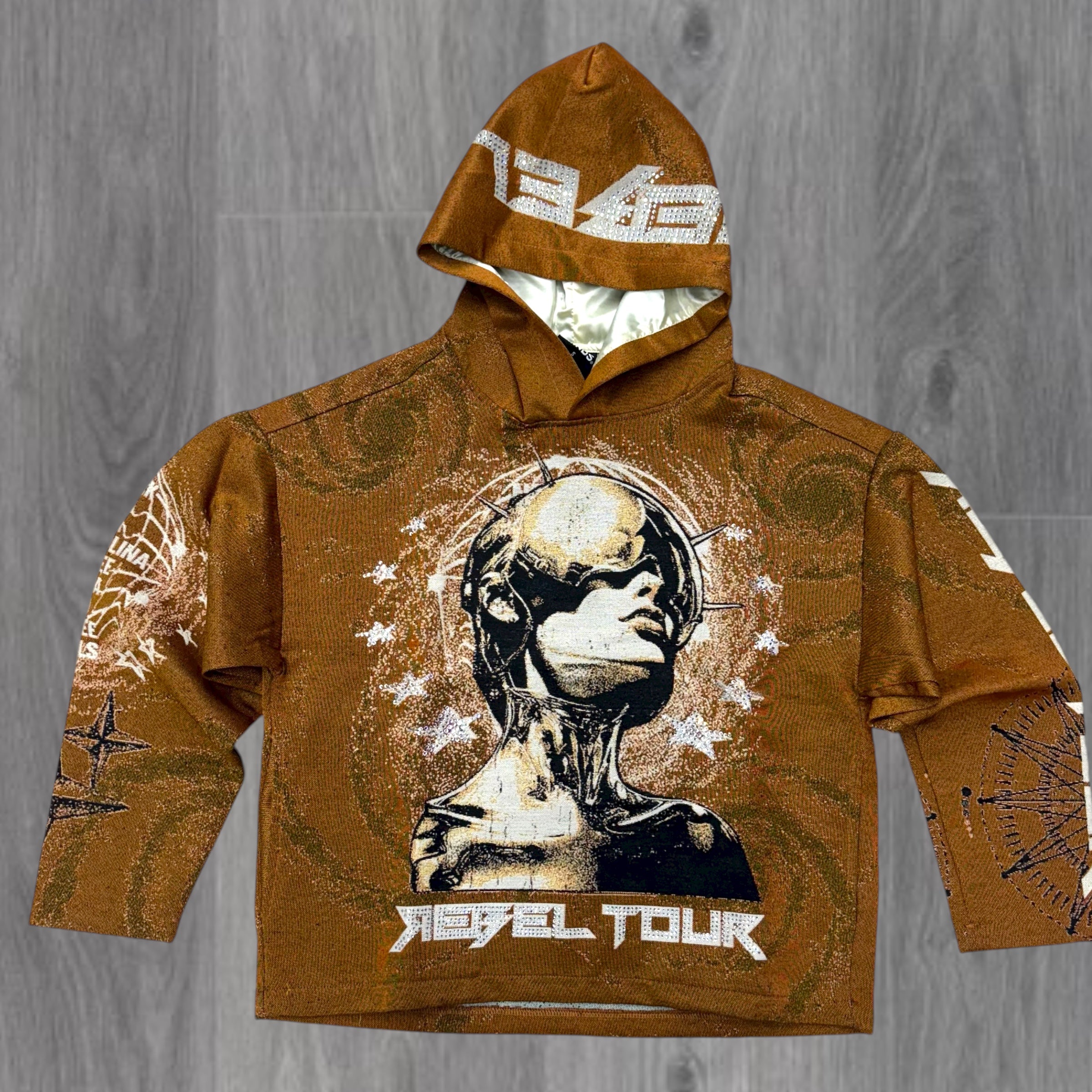 Jacquard - Rhinestone World Hoodie - Timbe - 340