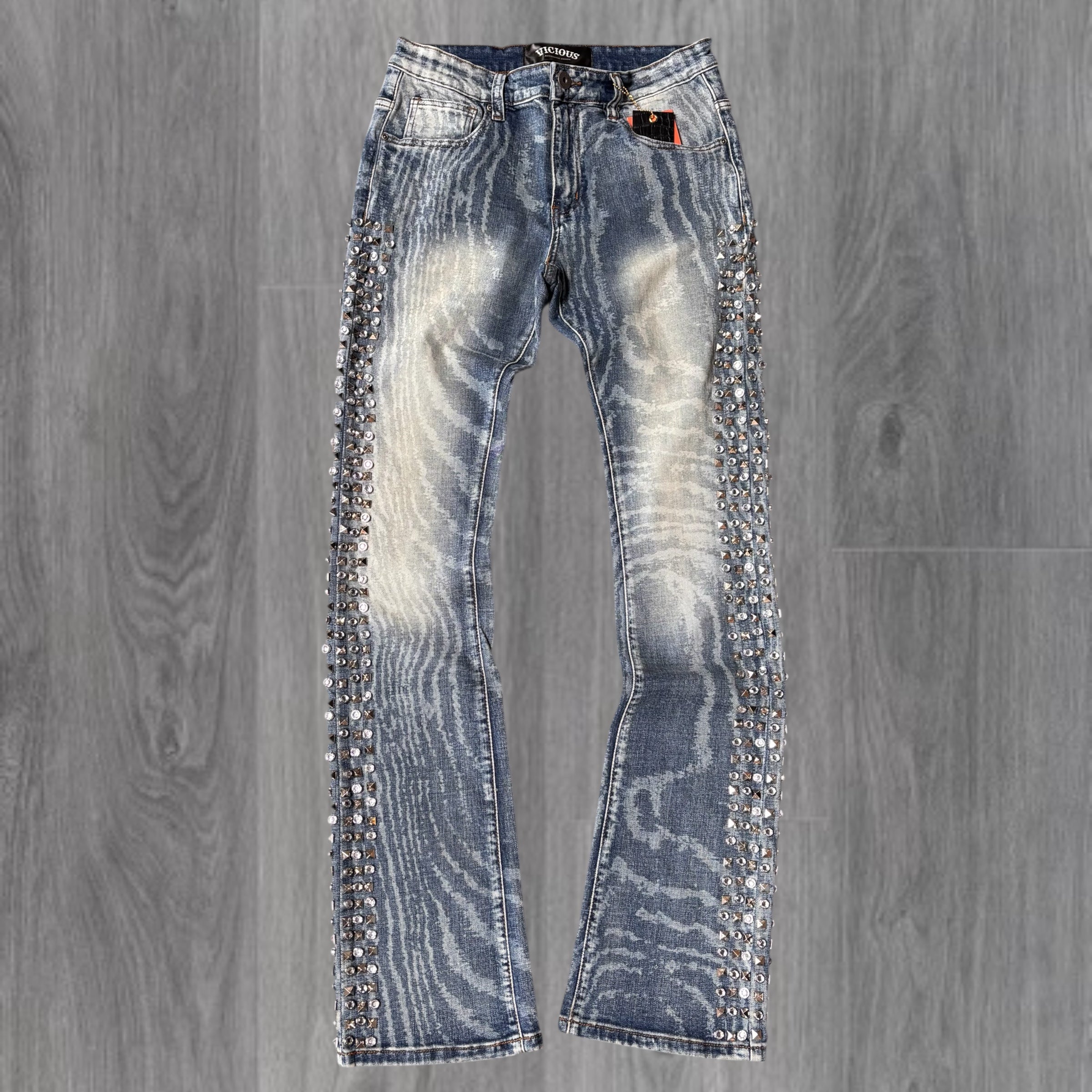 Vicious- Flare Studs Denim - L.Blue - VC608