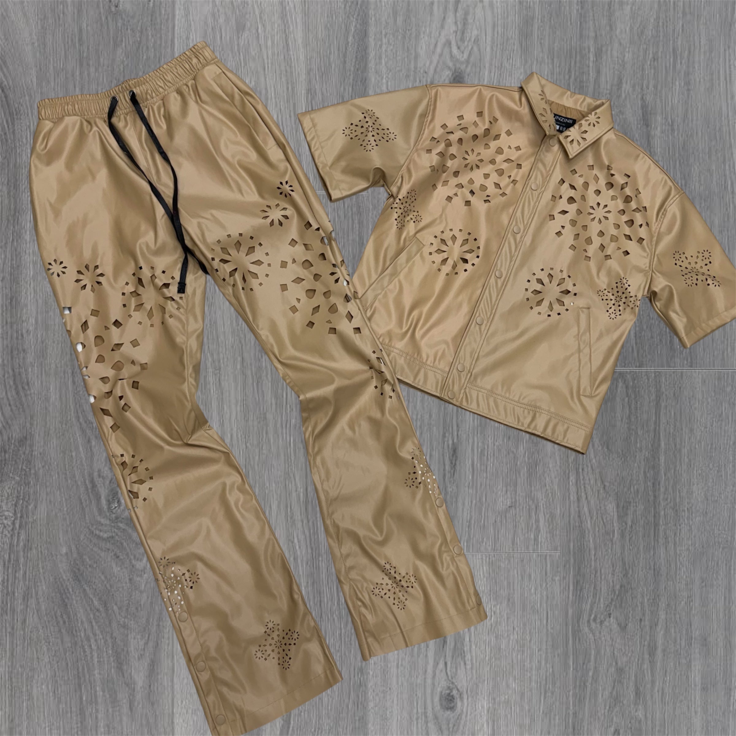 Gunzini - Stacked PU Leather Set - Champane- Gz1047 Gz1046
