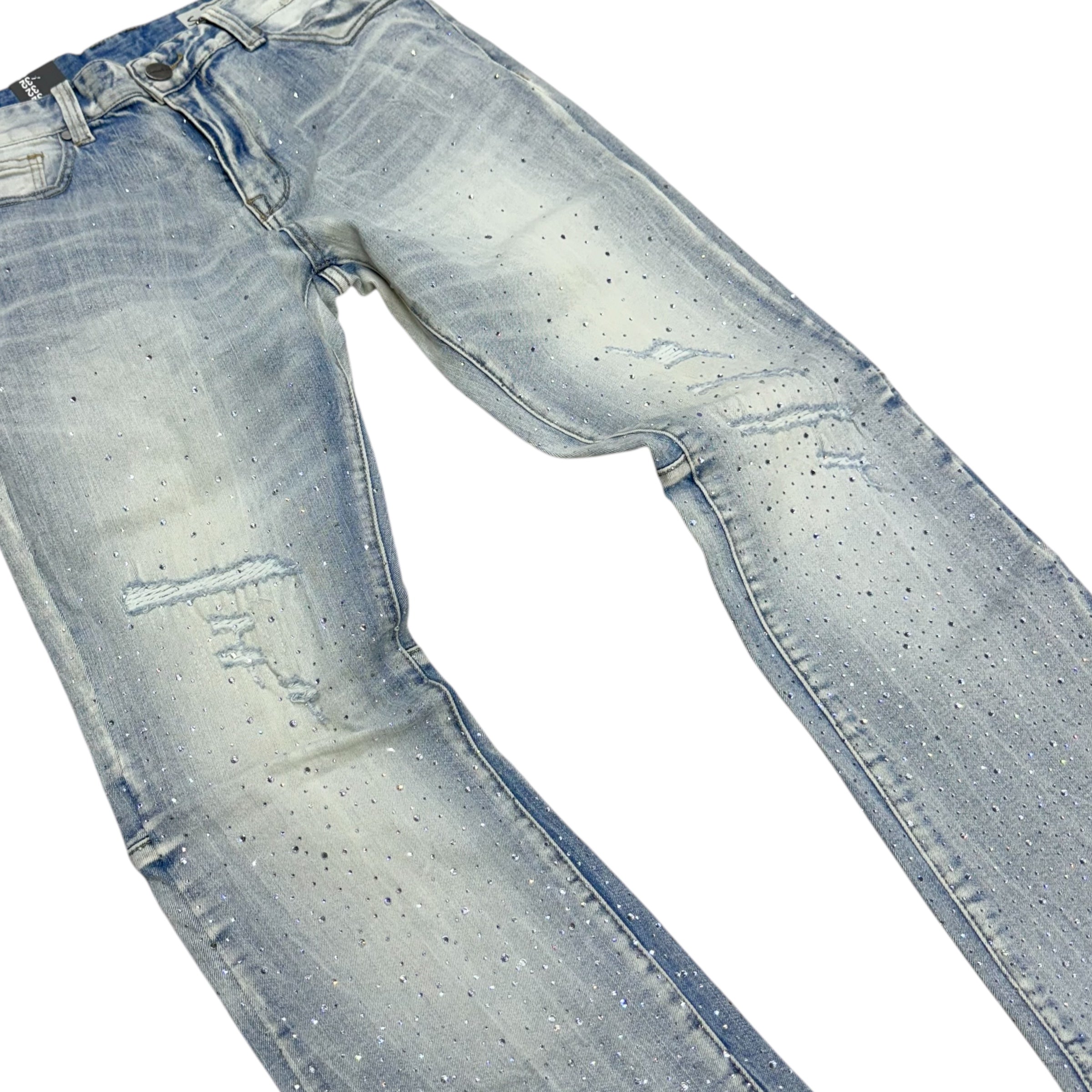 Rise - Flare Rhinestone Denim - ANGES BLUE - JP25536