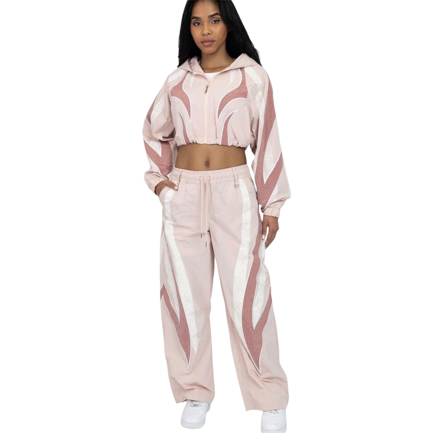 The Red - Rhinestone Windbreaker Set - Blush Powder F315