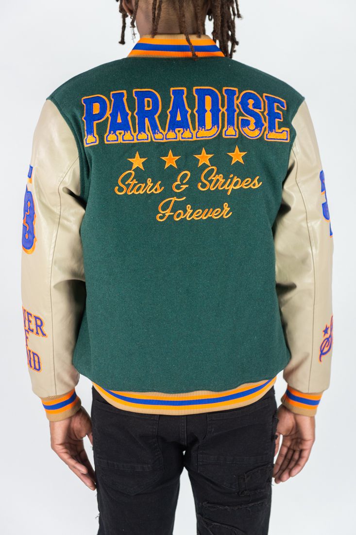 Fearless Soul Melton wool Varsity Jacket Hunter Green 515