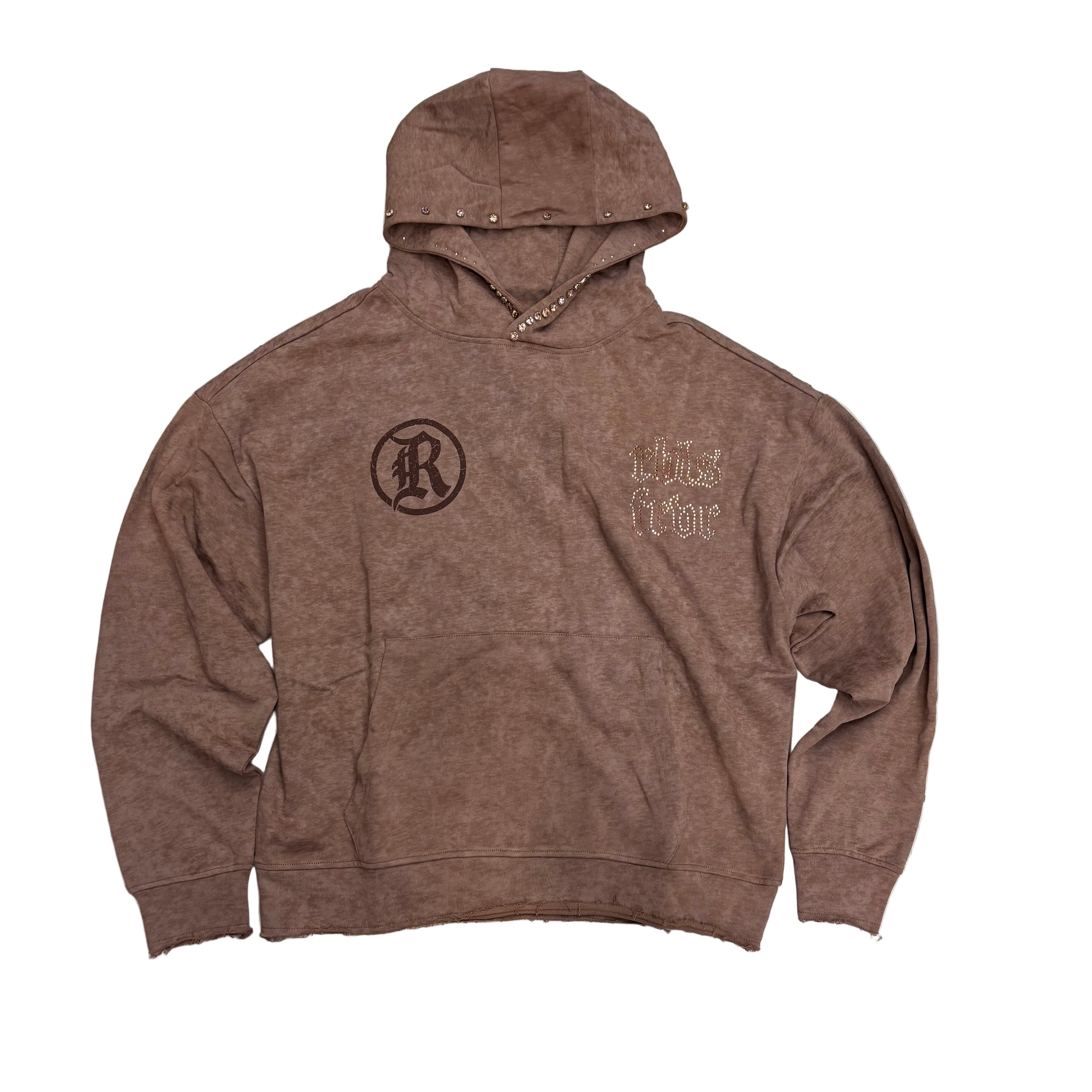 R3 - Sinner Rhinestone Hoodie - Brown - 365