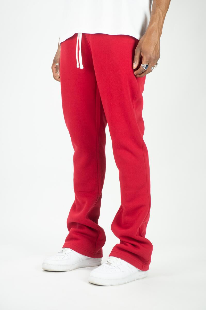 Rebel Stacked Flare Sweat Pants Red 475