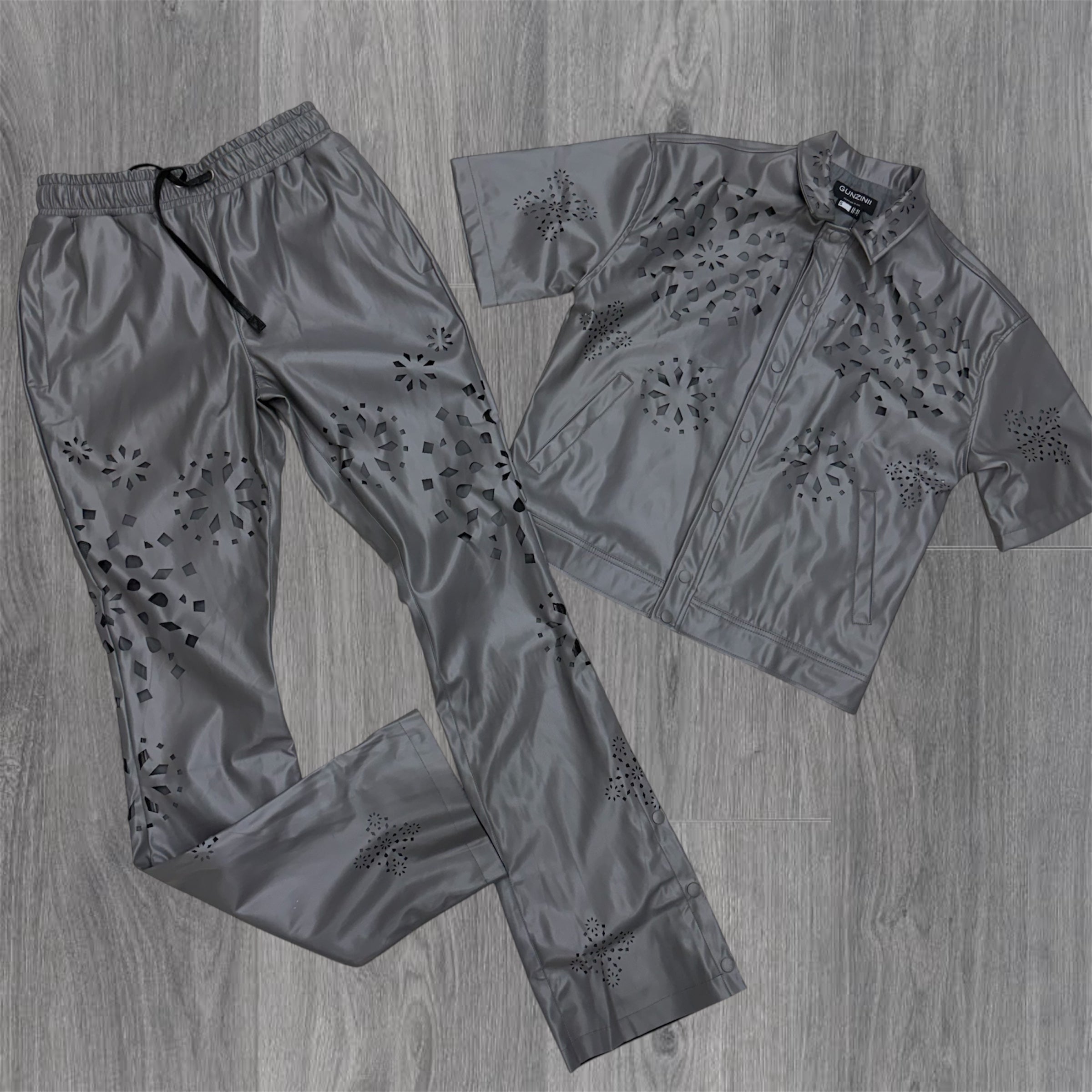 Gunzini - Stacked PU Leather Set - LtGrey - Gz1047 gc1046