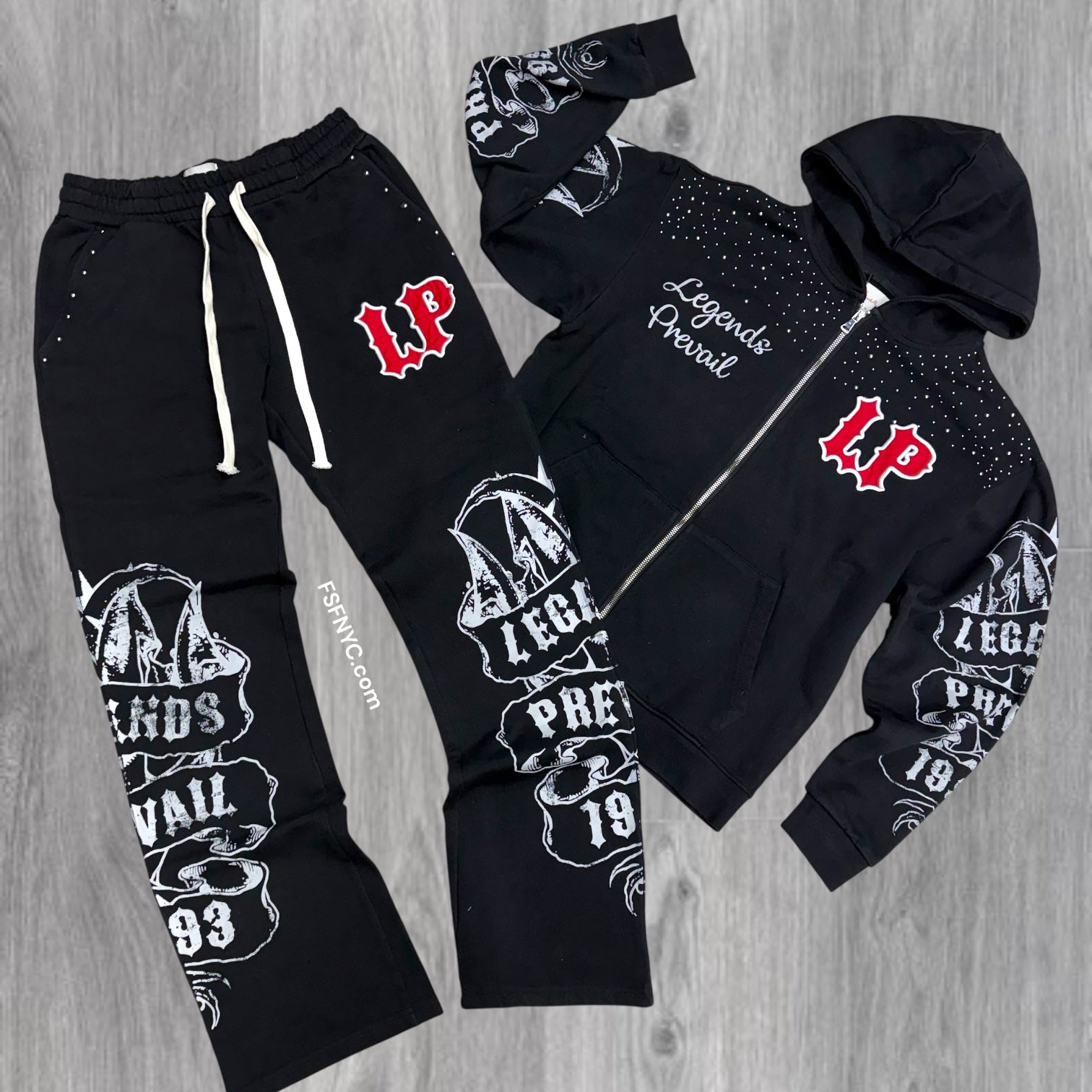 Prevail - Rhinestone ART Sweat Suit - Black - 114