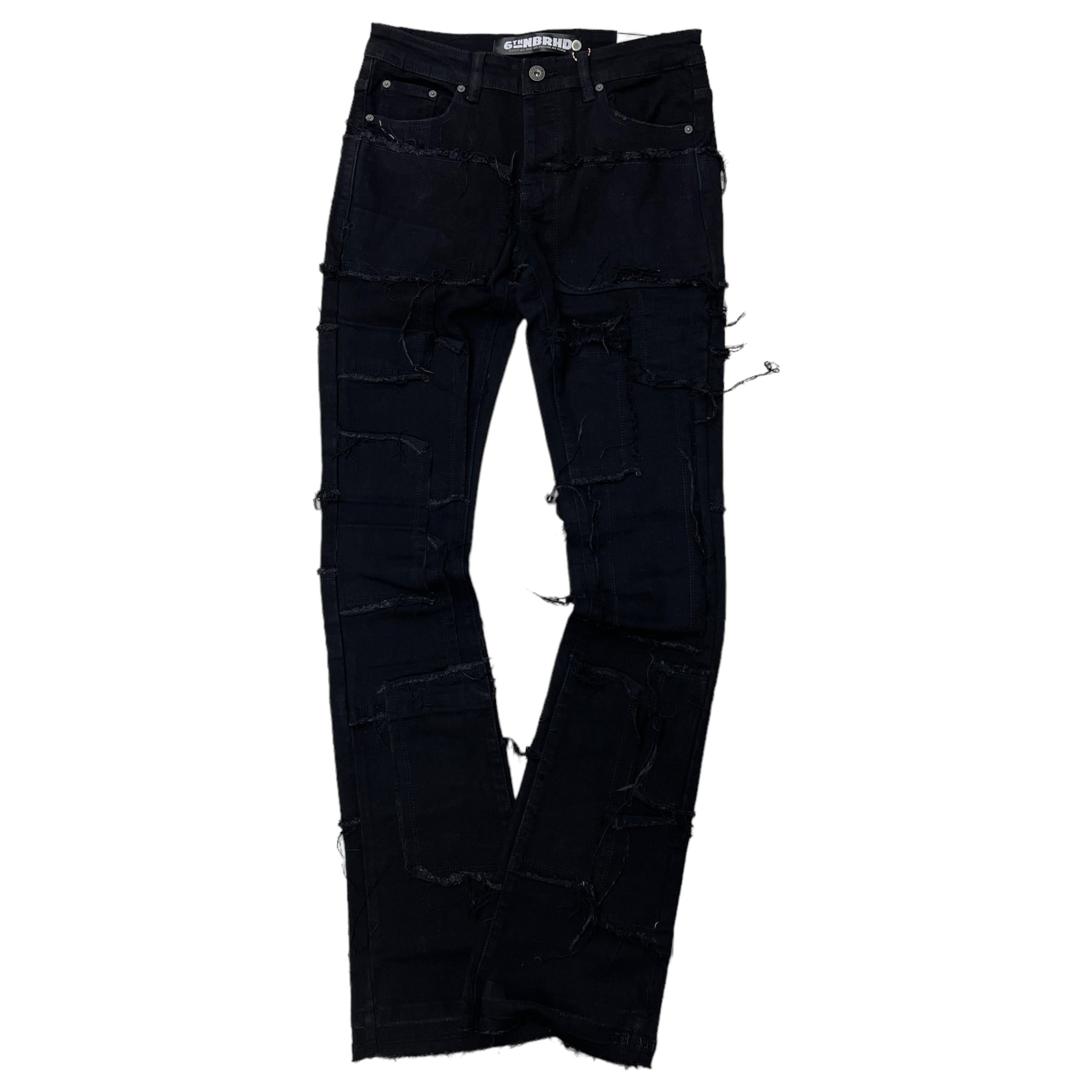 6TH NBRHD "Lupin" Flare Stacked Denim Black (T)