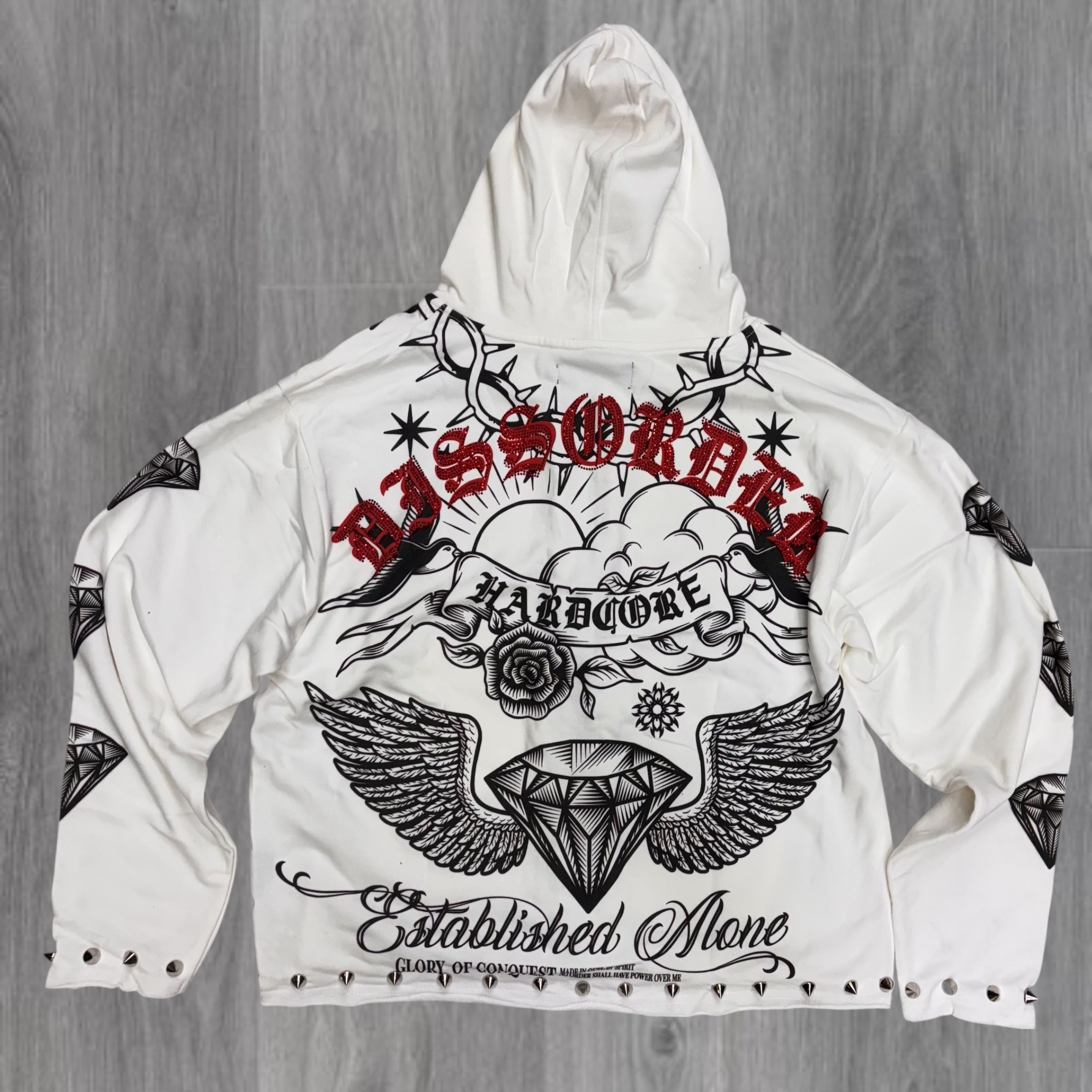 DISORDER - JEWEL Studs Zip Hoodie - WHITE - 365