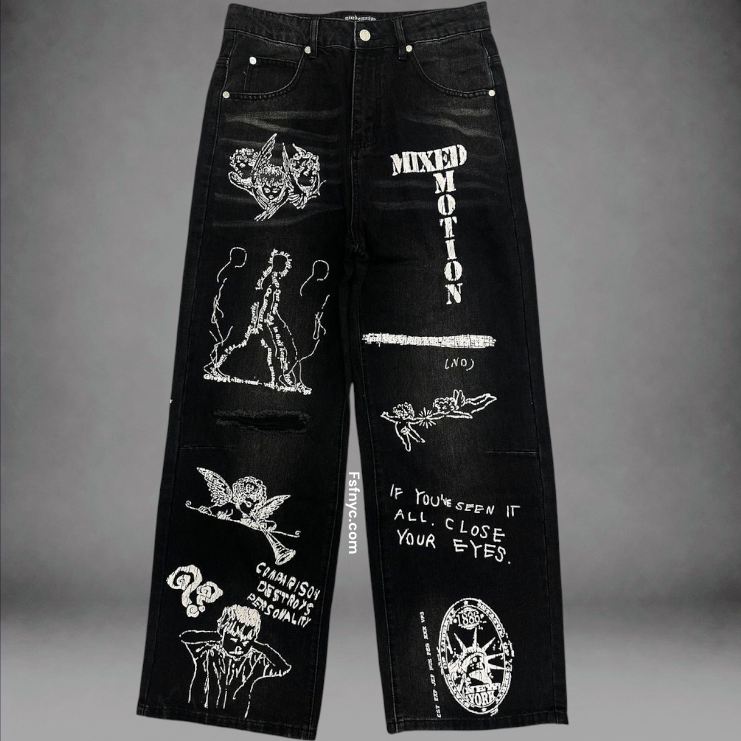 Mixed Emotions- Art Work Denim - Black Wash