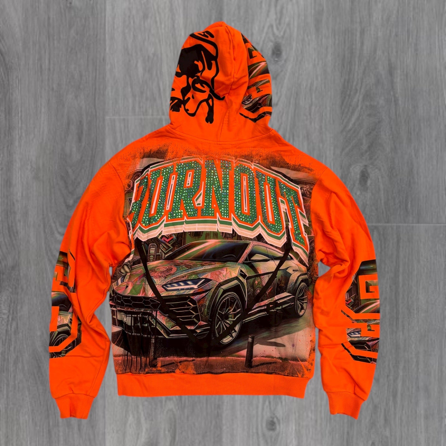 Stray - BURNOUT Zip Up Hoodie - ORNG - 1524