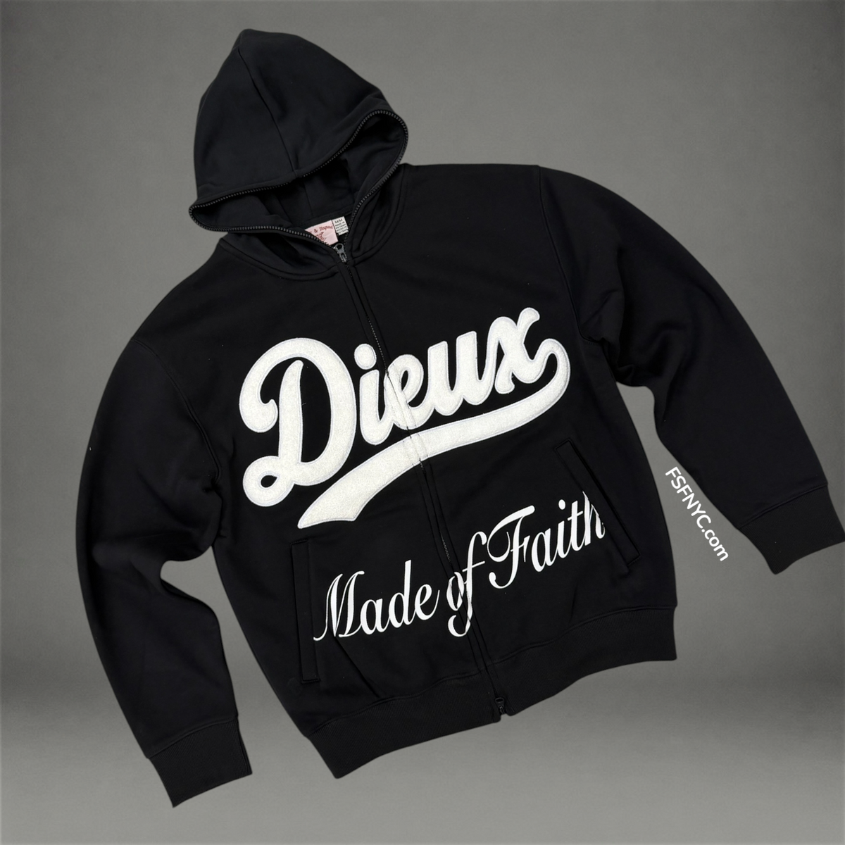 Made Of Faith Zip Up Hoodie - Black - 6206