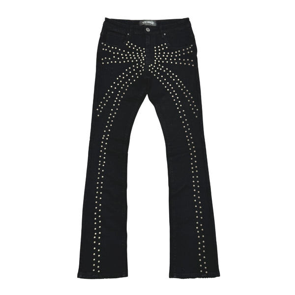 Vicious - STACKED Studded Denim - Black - VC923