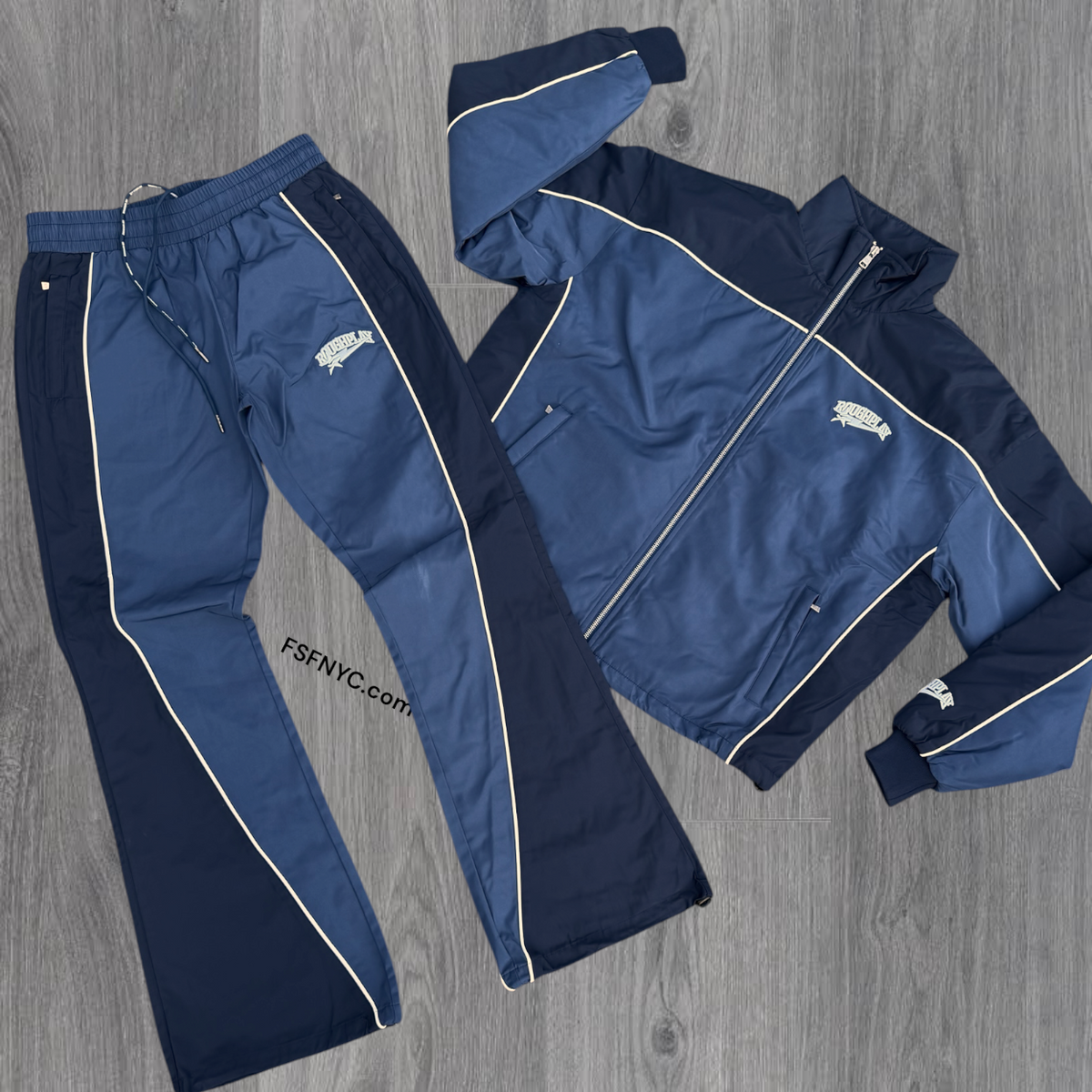Rough Play - Split Water Resistance windbreaker Set - Blue - 123