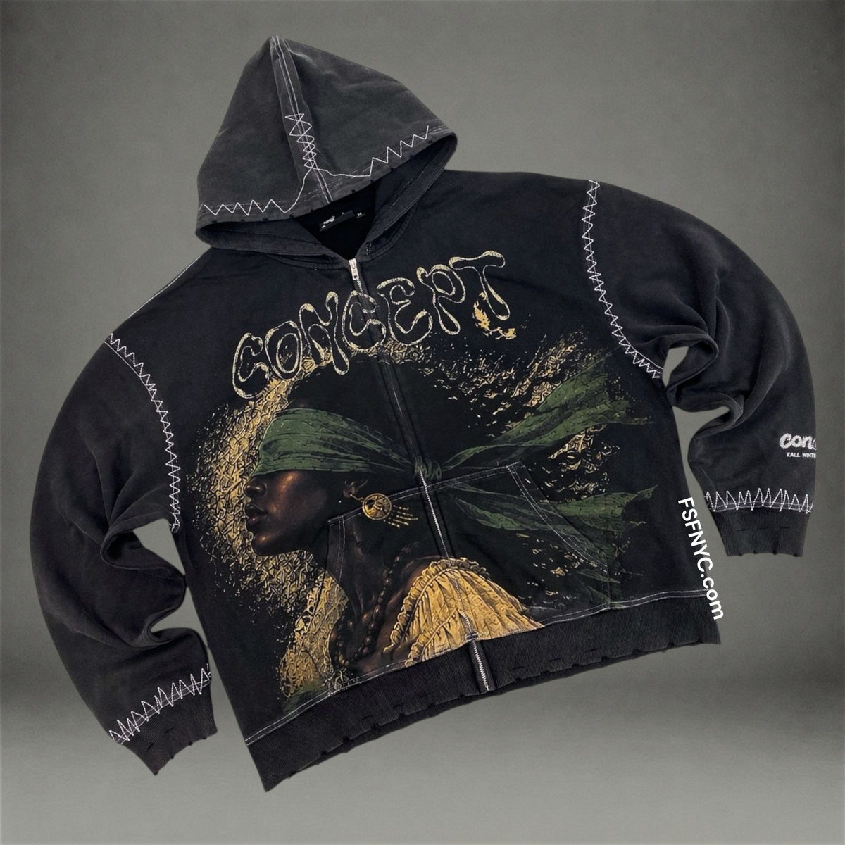 Blinded  Zip Hoodie - Black Wash - 21
