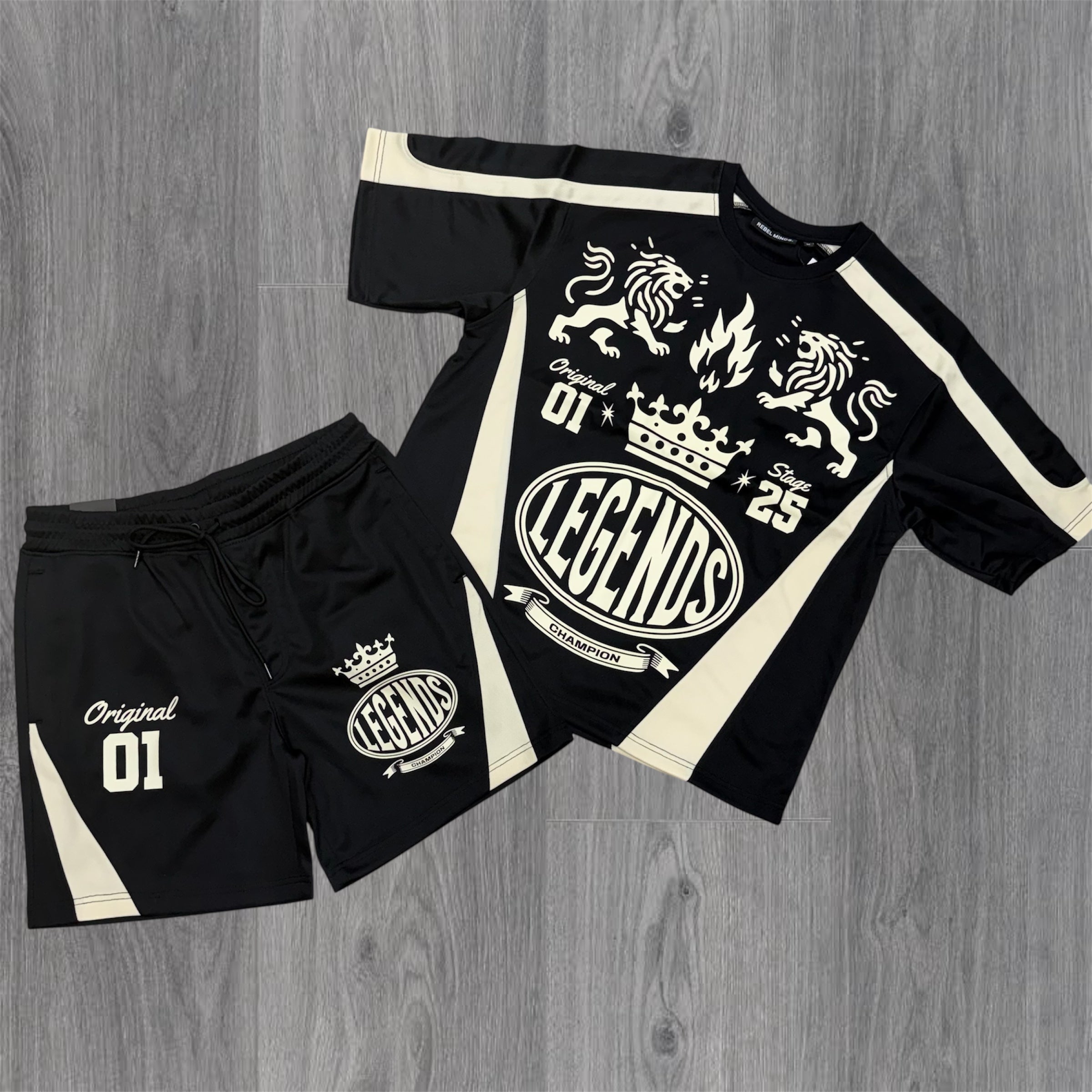 Rebel - Crown Legend Mesh Short Set - Black - 155 955