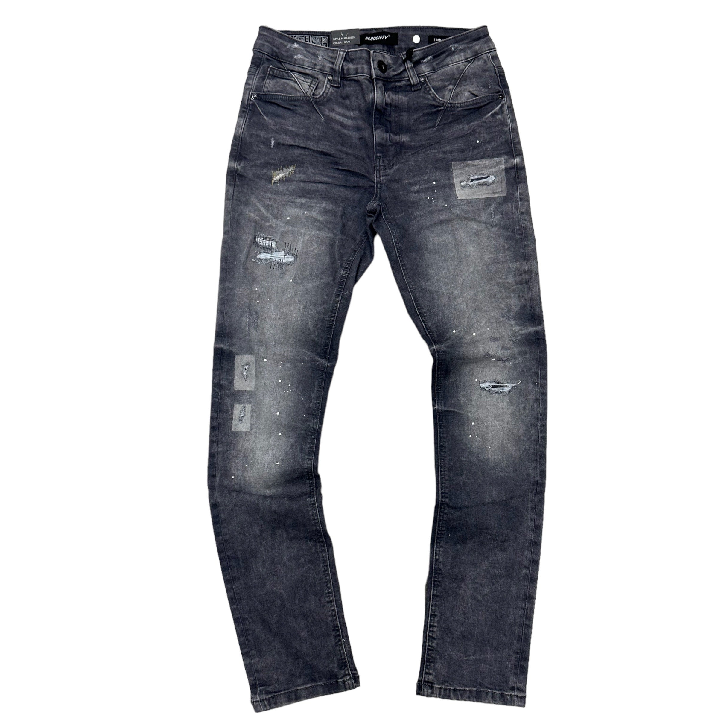 Mischief Faded Slim Fit Jeans Grey 80335