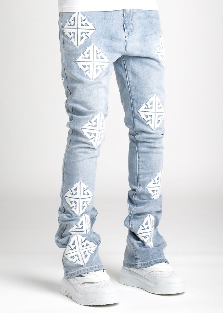 Guapi Icon  Stacked Aqua Blue  Denim 147AB