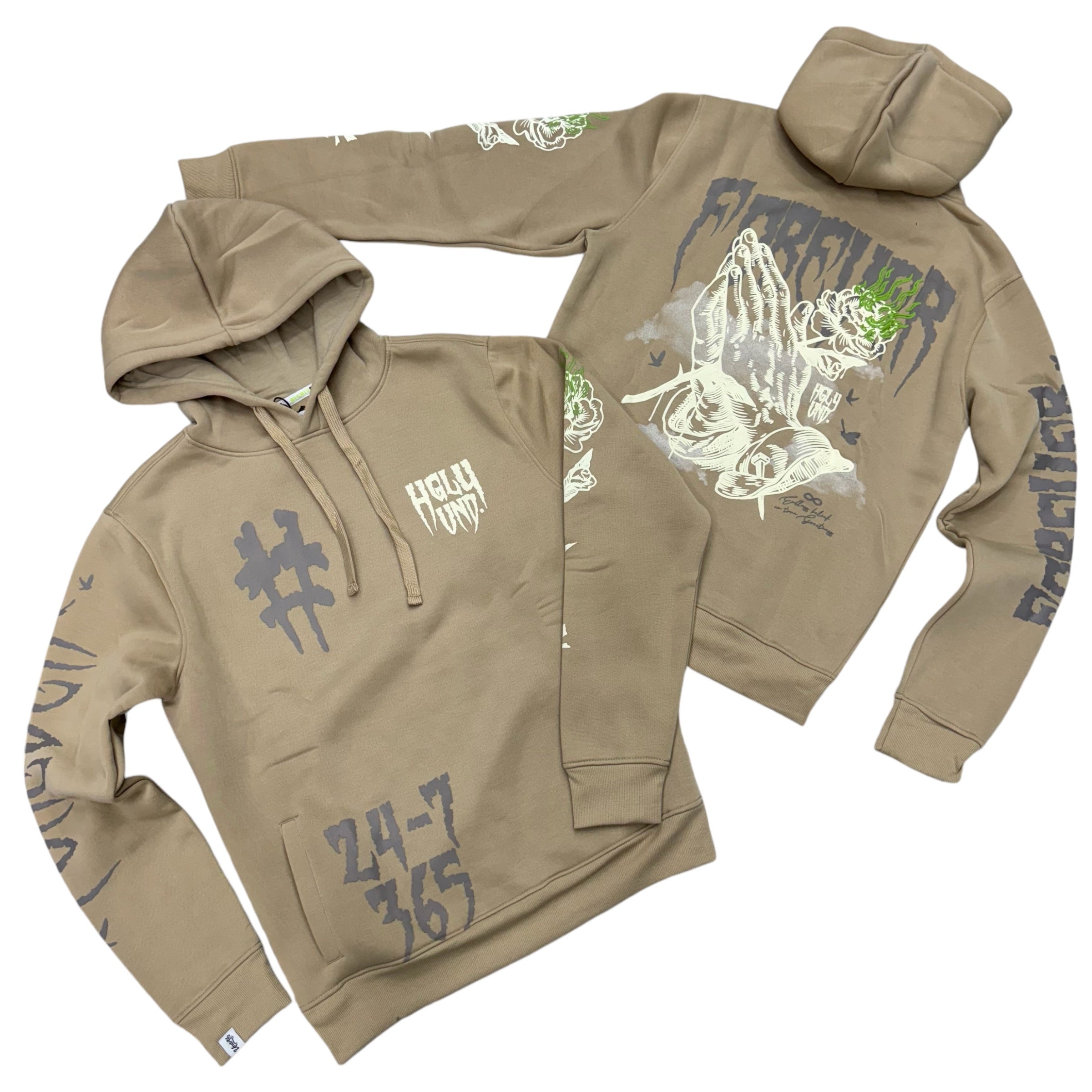 praying Hand Hoodie Tan 4661