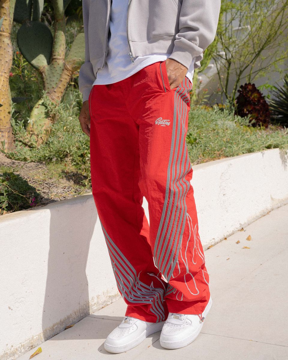 EPTM - FLAME Stripe Windbreaker Pants  - Red 765