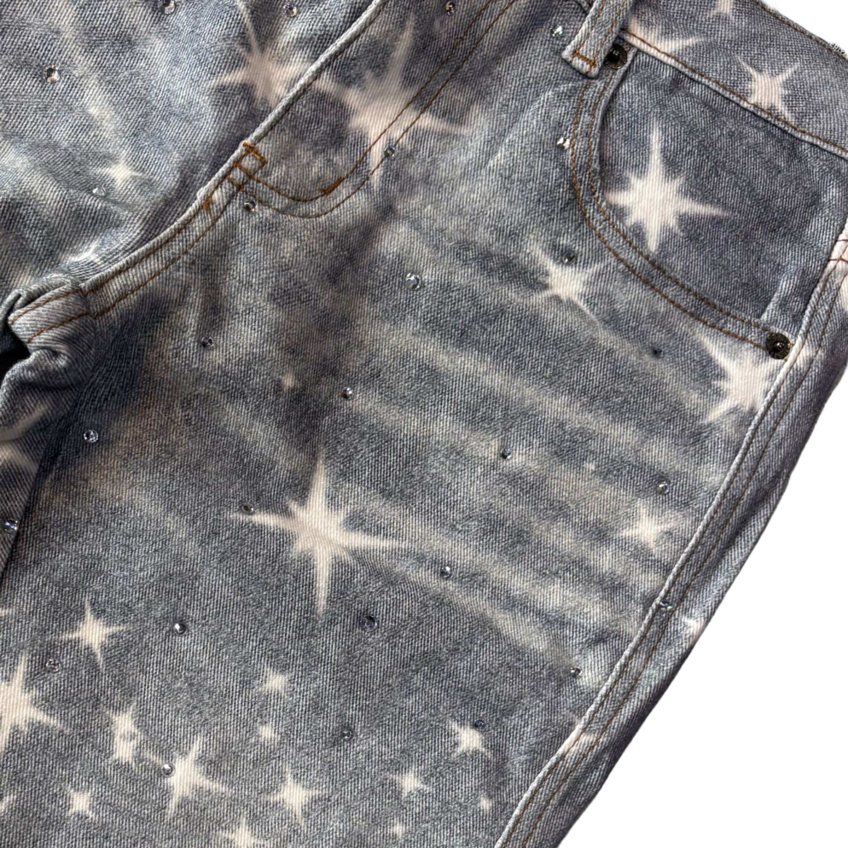 KD - Rhinestone Star Stacked Denim - BLUE -  2240