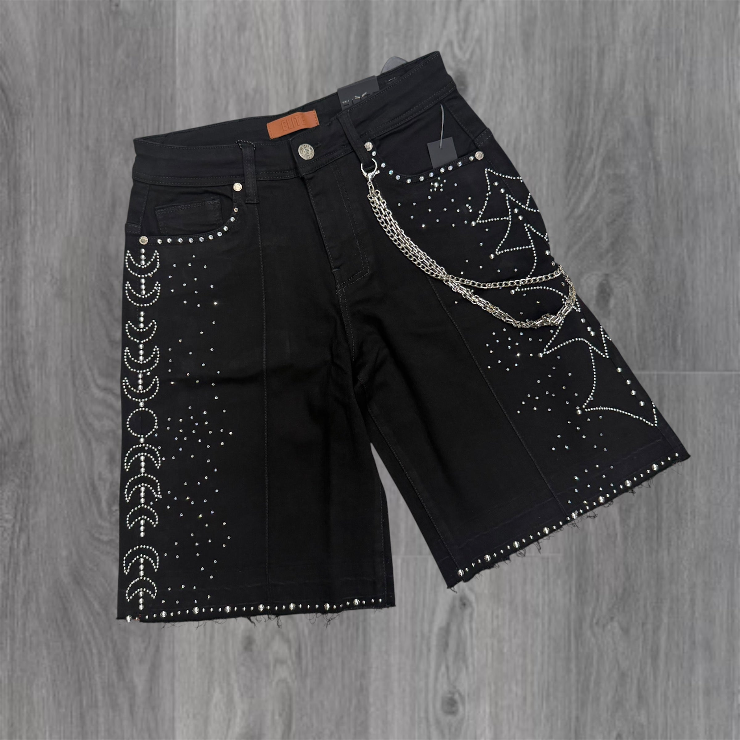 Elite - Moon Phase Denim Shorts - Jet Black 19481