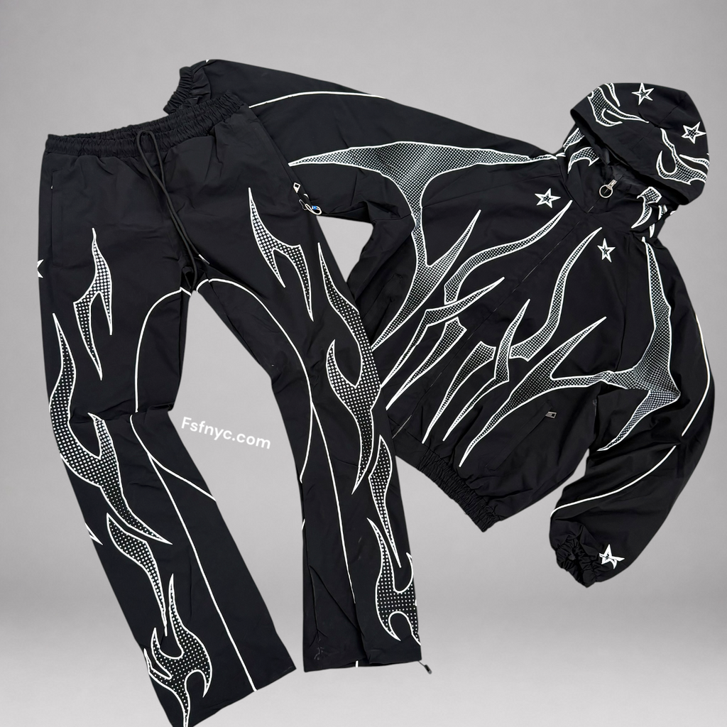 R - Tribal Windbreaker Set - Black - 535