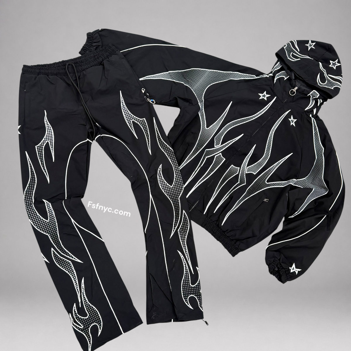 R - Tribal Windbreaker Set - Black - 535