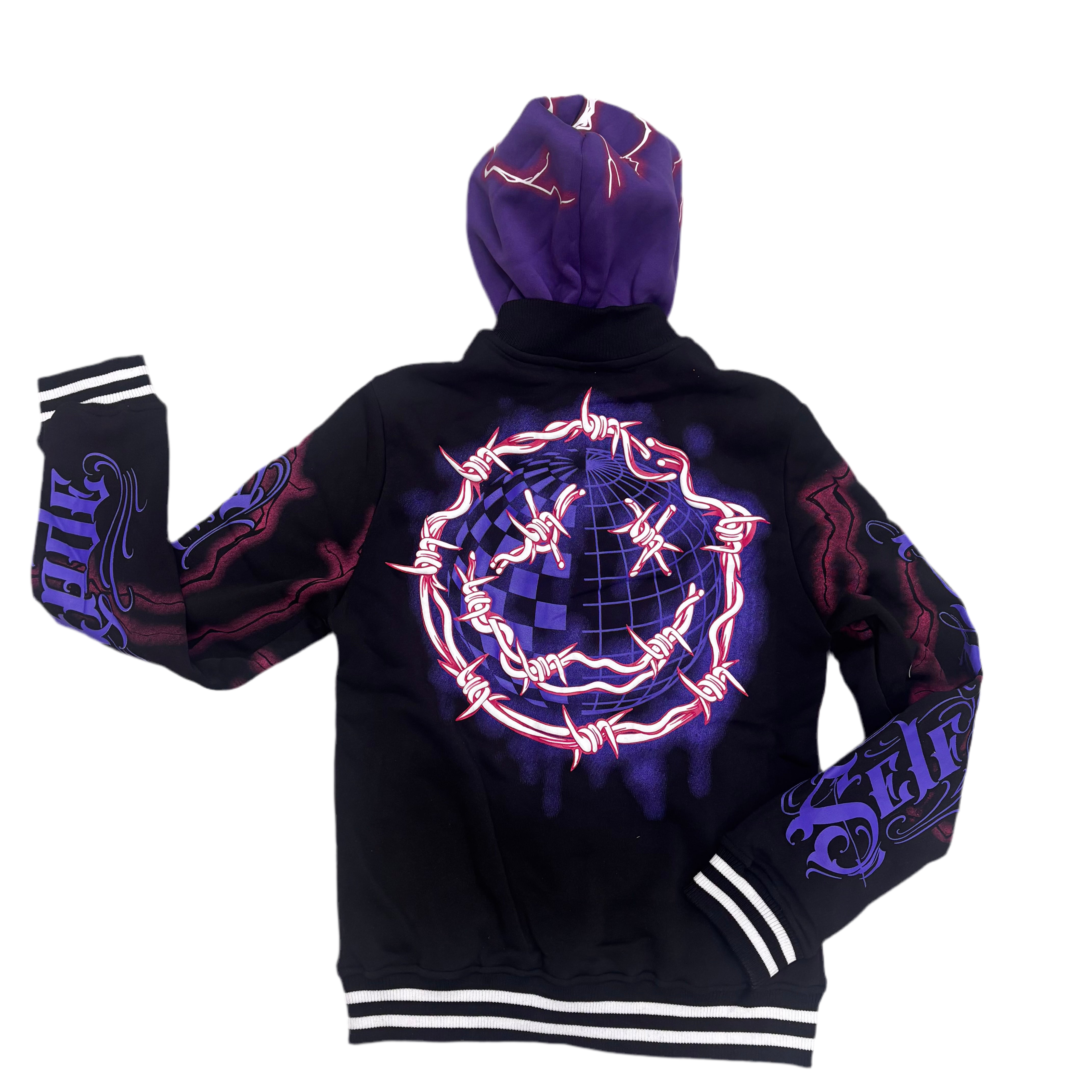 Rebel Bomber Hoodie BLK/PRPL 536